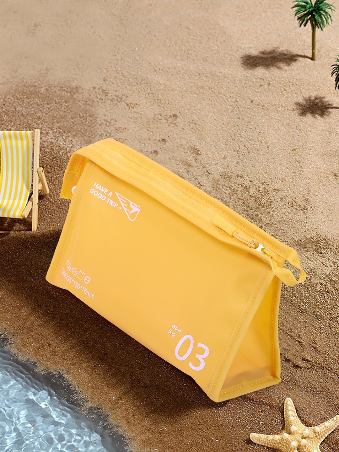 

HOUSE OF QUIRK Printed Travel Makeup Bag, Yellow