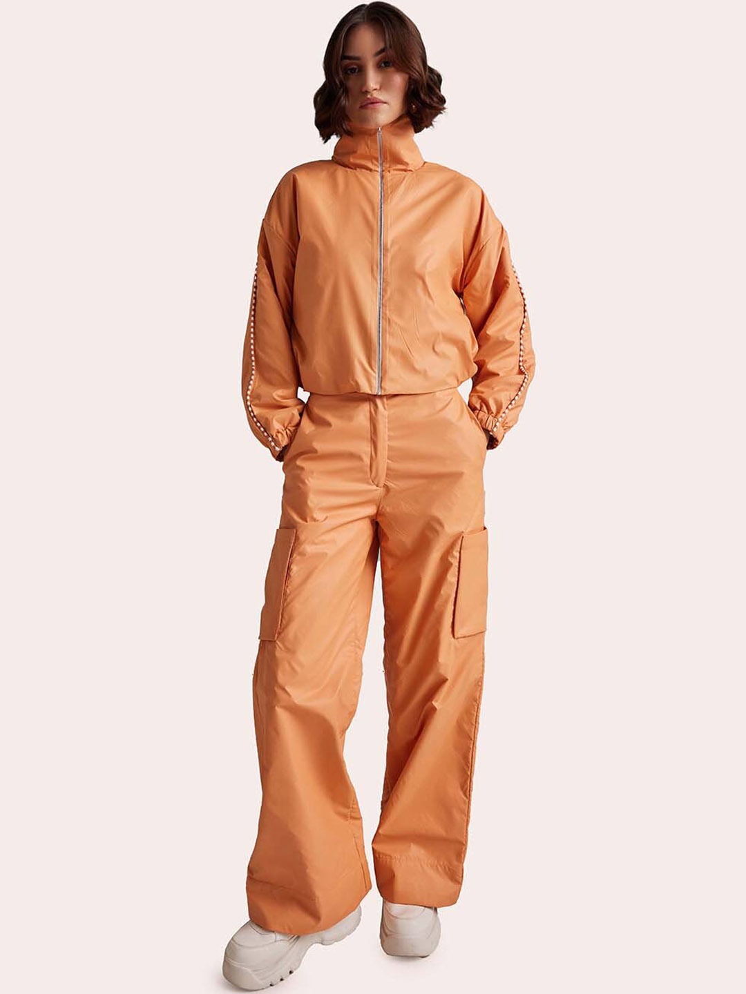 

Muvazo Stand Collar Insulator Bomber Jacket, Orange