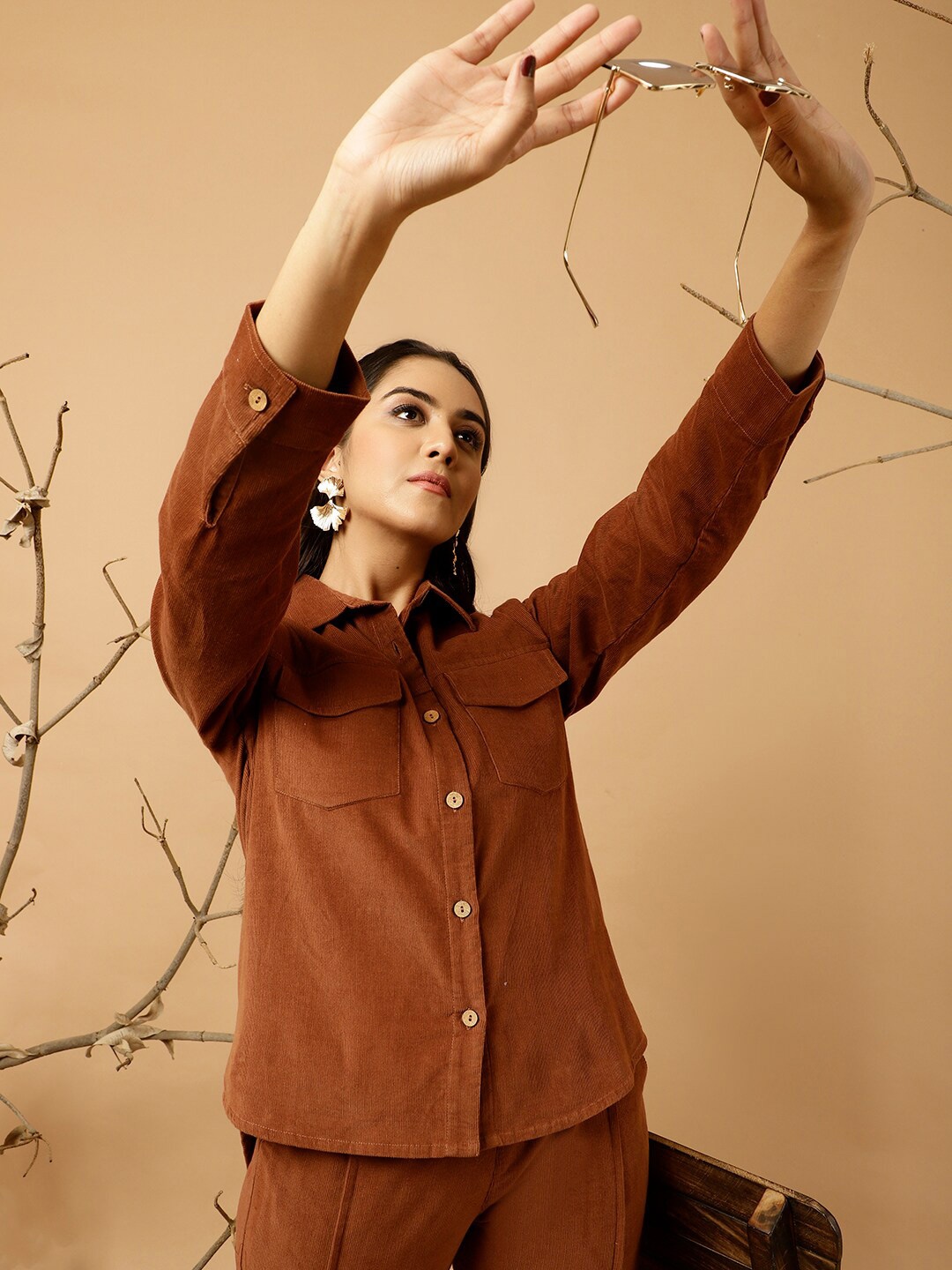 

Jaipur Kurti Comfort Spread Collar Cotton Shirt, Brown