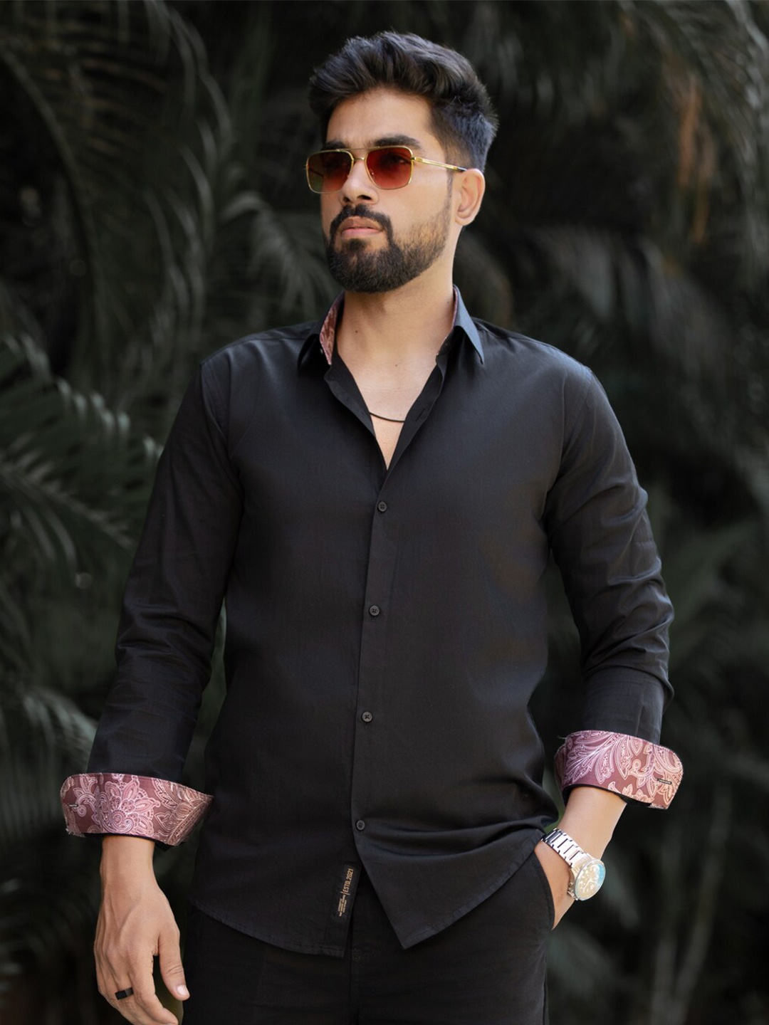 

Urban Scissors Slim Fit Classic Cotton Casual Shirt, Black