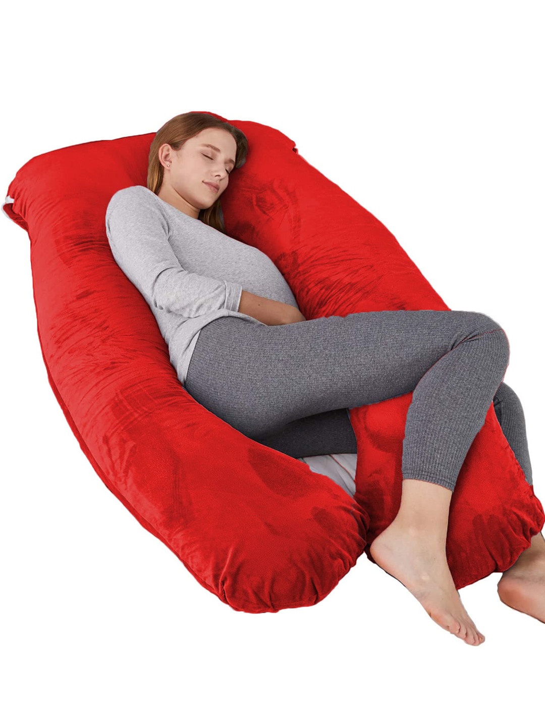 

Mom's Moon Red Faux Velvet C-Shaped Maternity Pillow