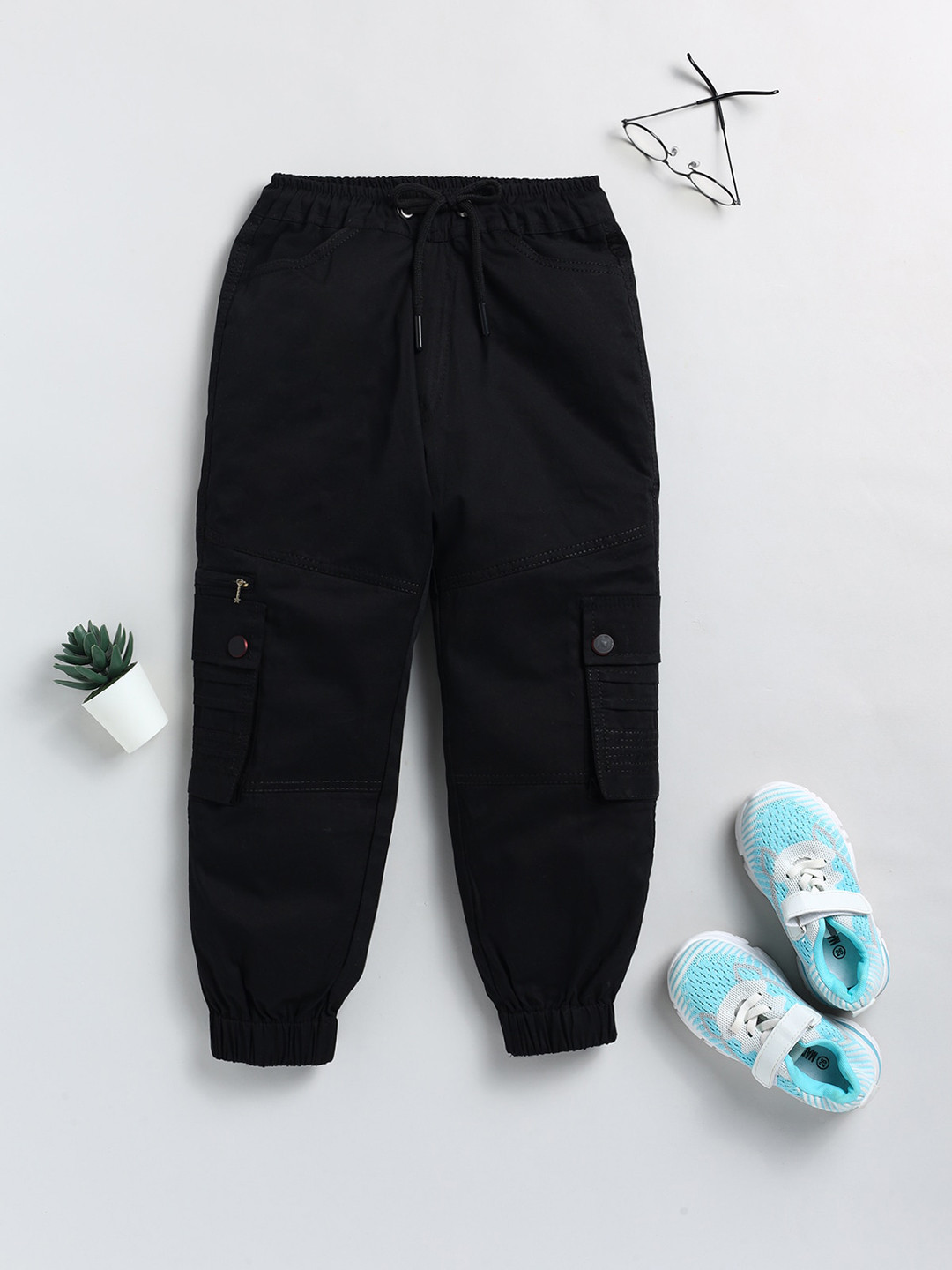 

BAESD Boys Cotton Mid-Rise Joggers, Black