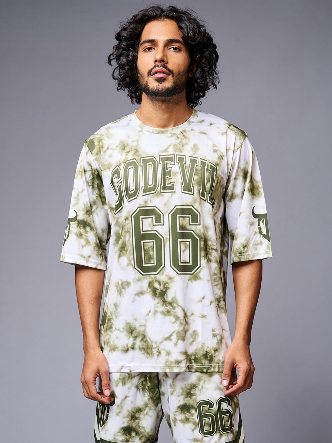 

GO DEVIL Tie & Dyed Round Neck T-Shirt With Shorts, White