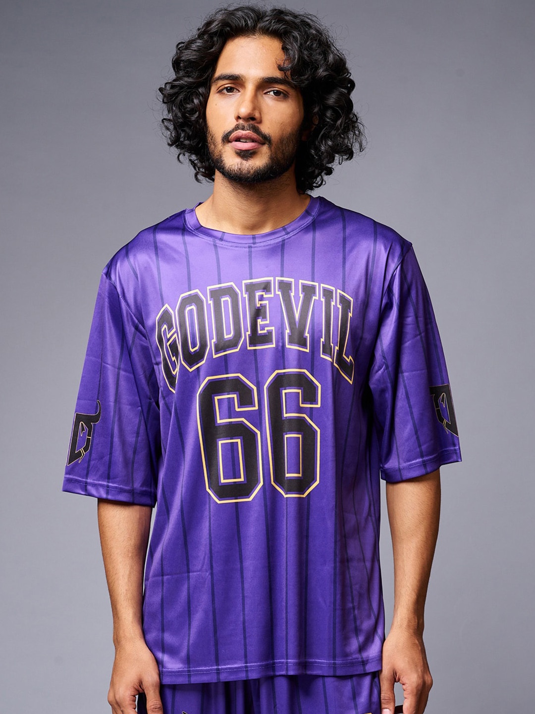 

GO DEVIL Striped T-Shirt With Shorts, Purple