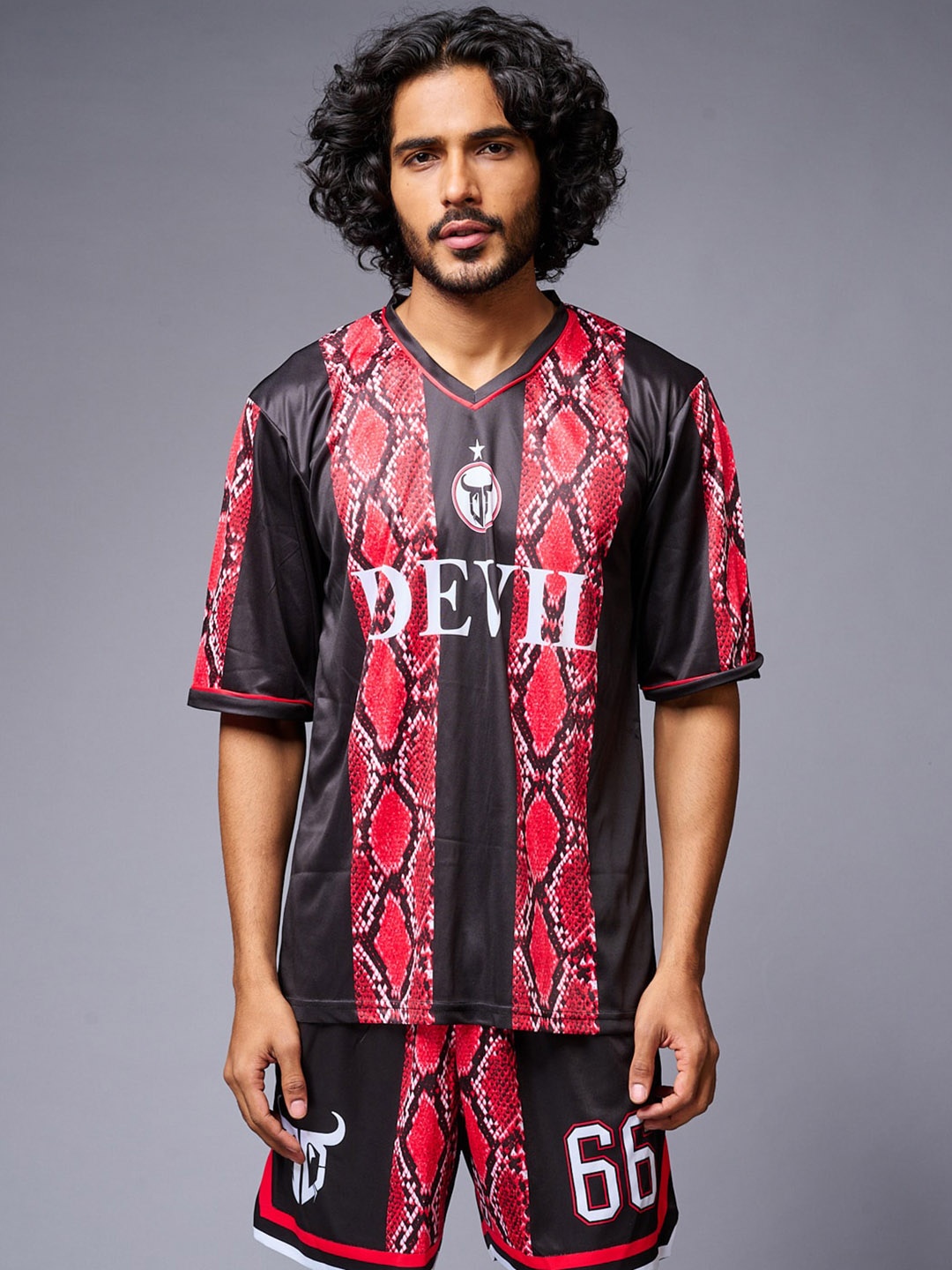 

GO DEVIL Animal Printed T-Shirt With Shorts, Red