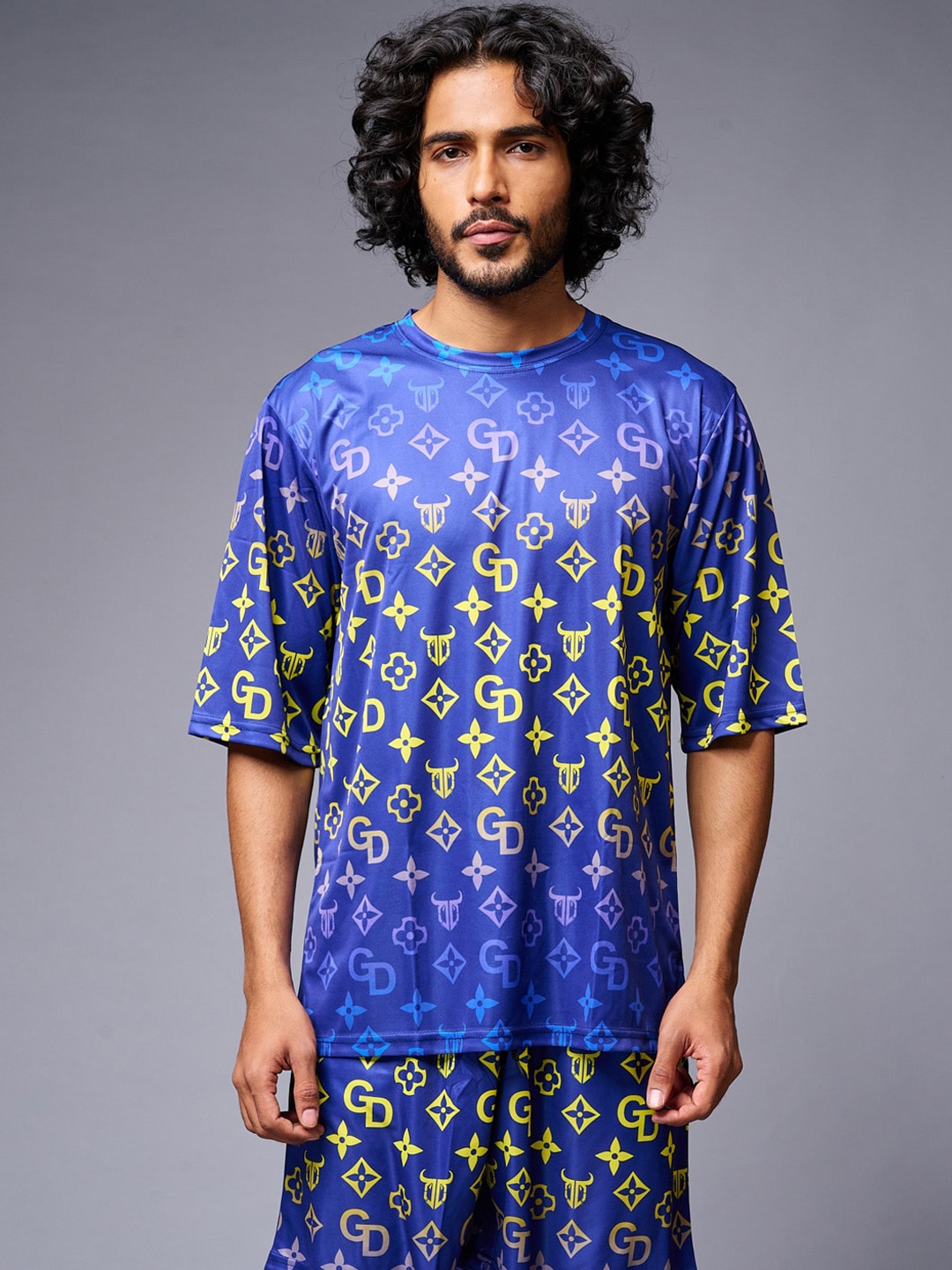 

GO DEVIL Printed T-Shirt With Shorts, Blue