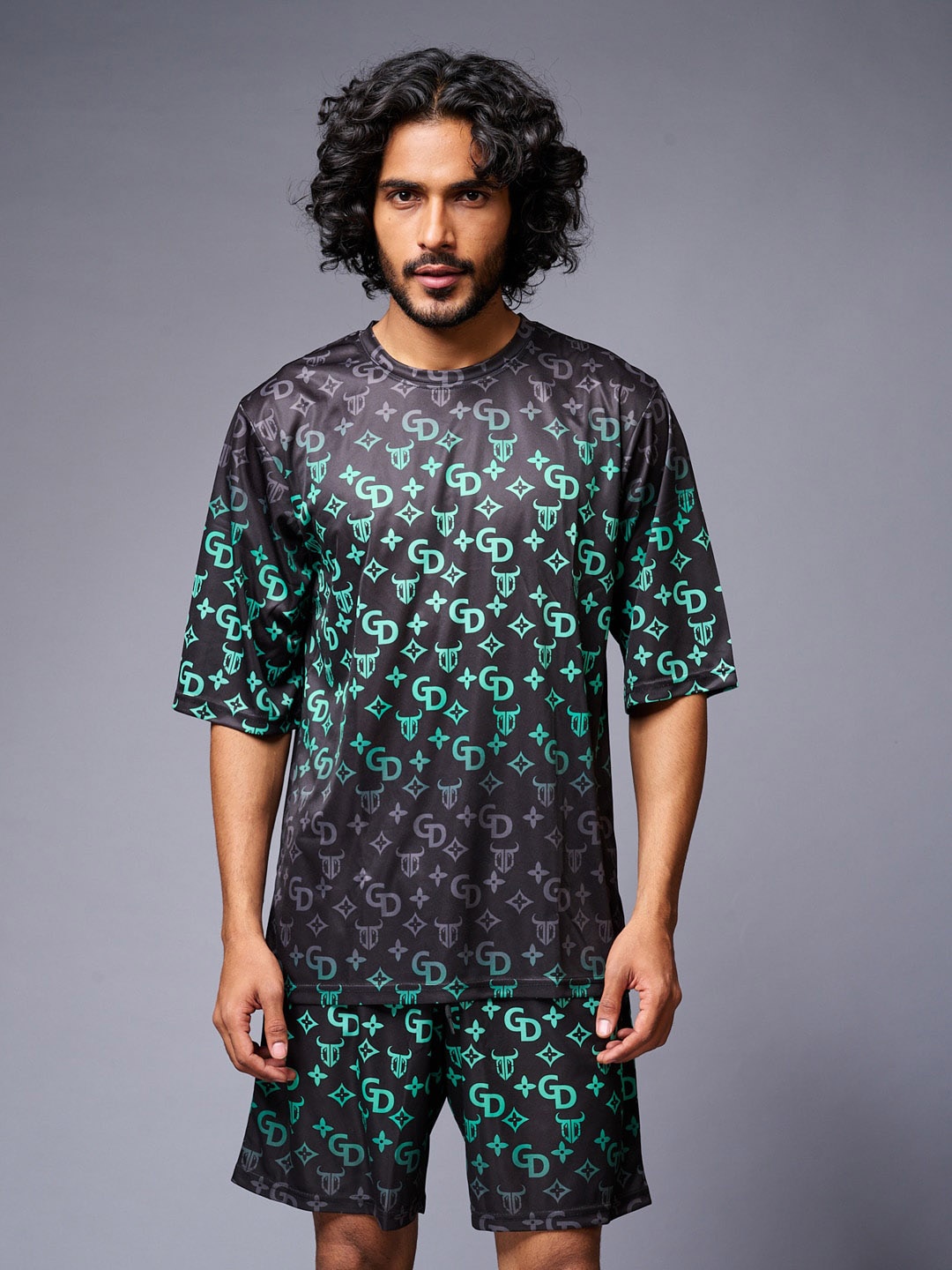 

GO DEVIL Printed T-Shirt With Shorts, Black
