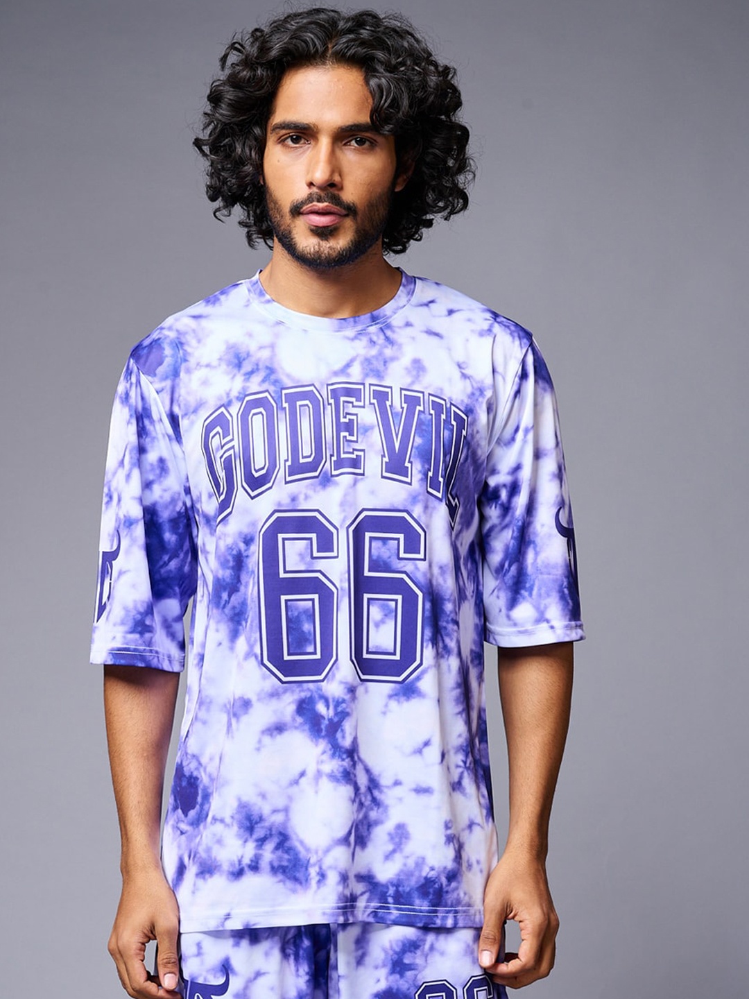 

GO DEVIL Tie & Dyed Round Neck T-Shirt With Shorts, White