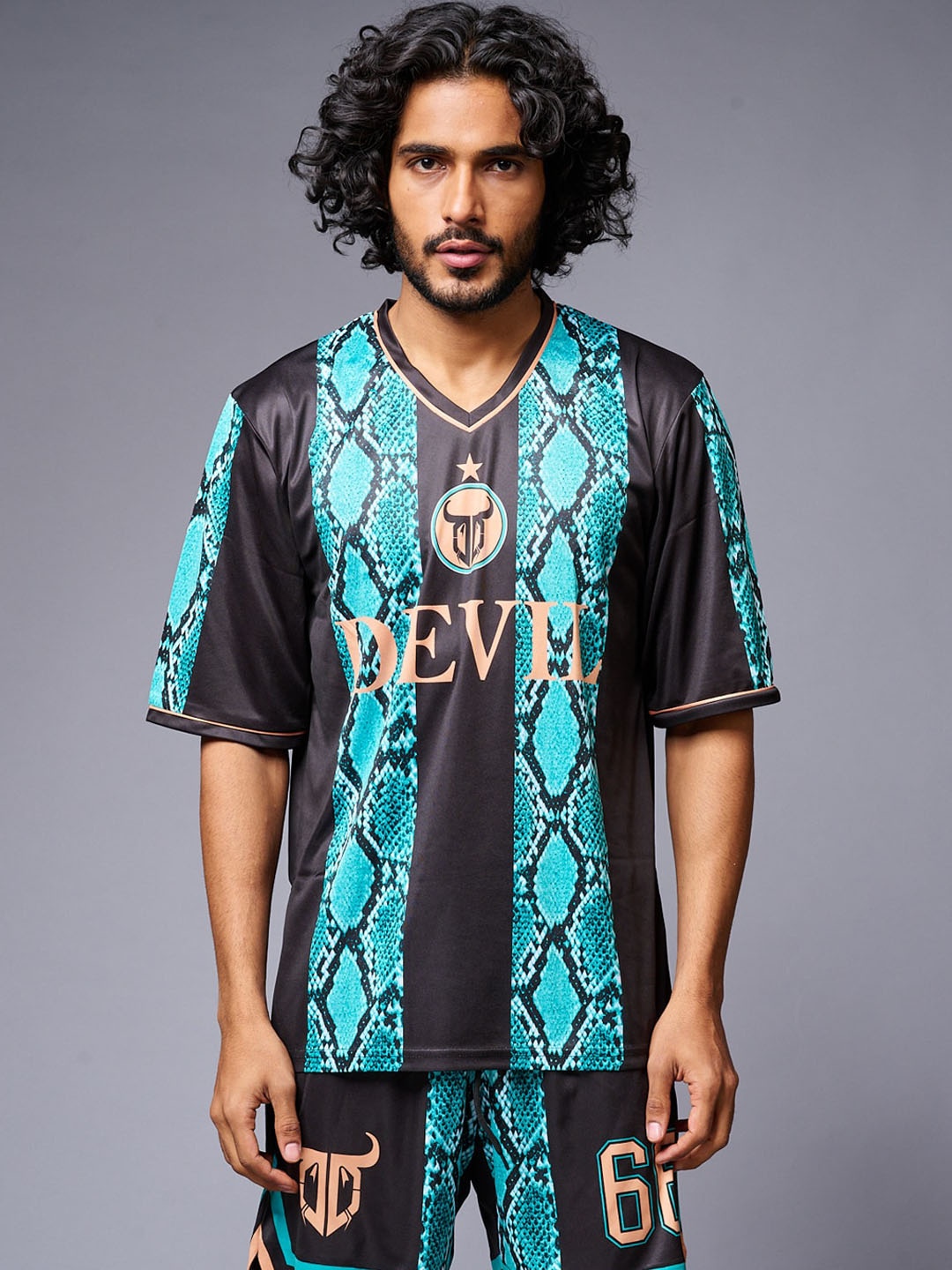 

GO DEVIL Printed T-Shirt With Shorts, Black