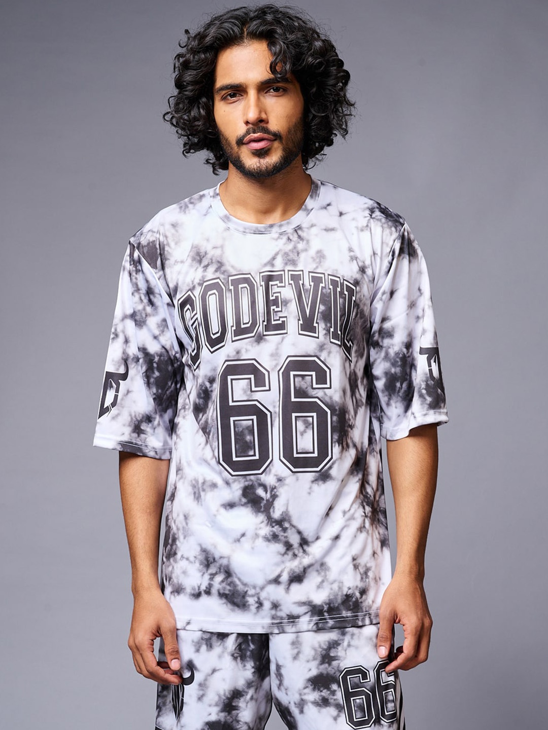 

GO DEVIL Tie & Dye T-shirt WIth Shorts, White