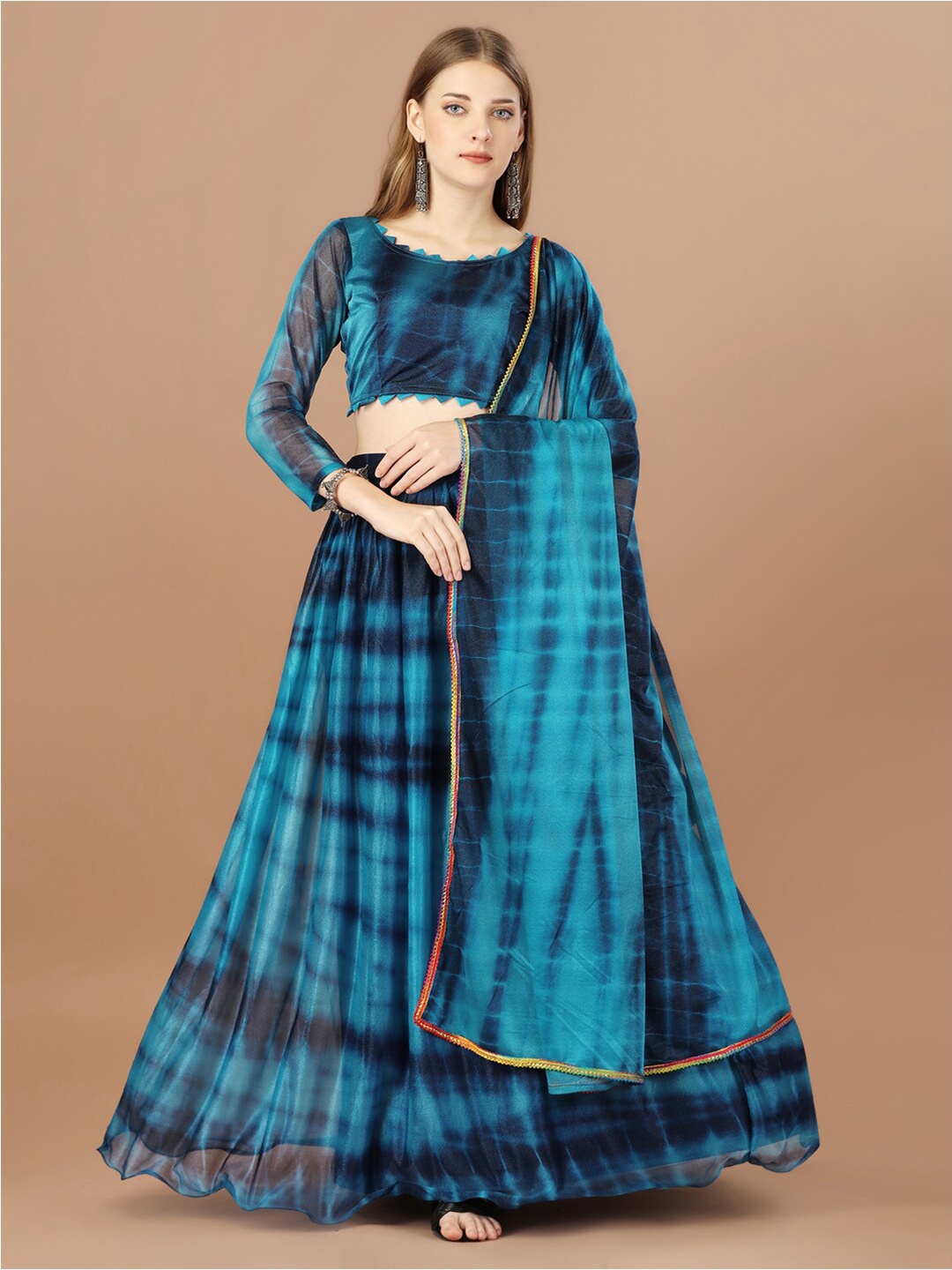 

Amrutam Fab Dyed Semi-Stitched Lehenga & Unstitched Blouse With Dupatta, Blue