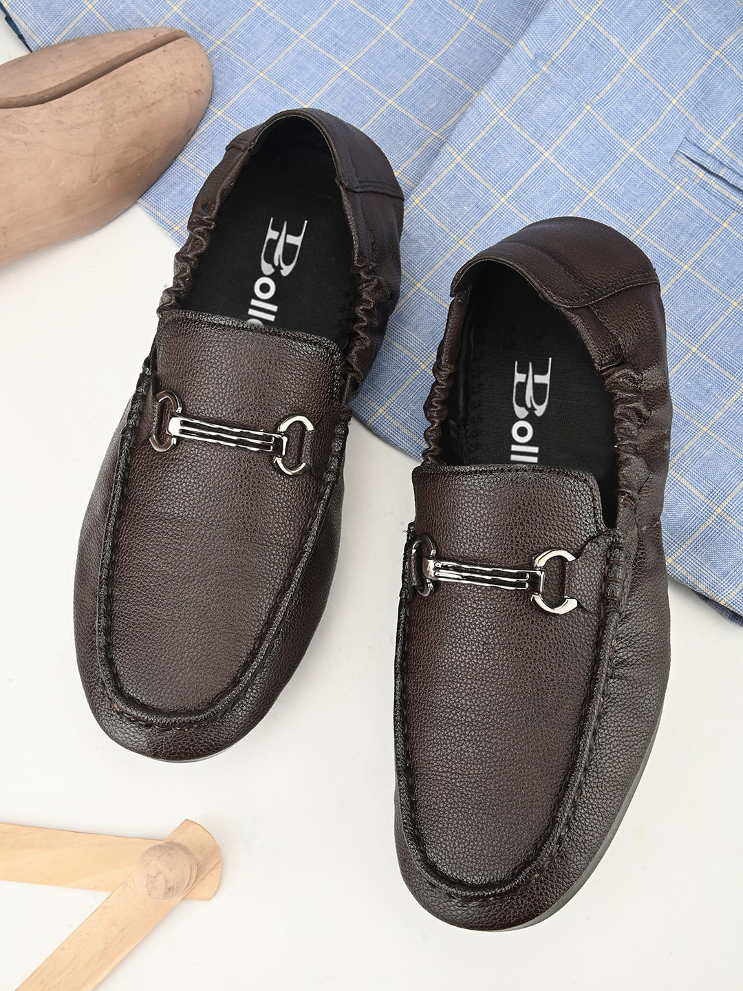 

Bollero Men Textured Lightweight Horsebit Loafers, Brown