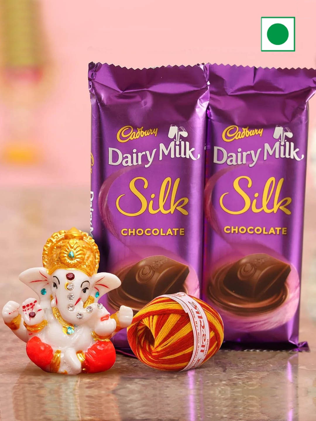 

TIED RIBBONS Chocolate With Ganesha Idol & Kalawa Roli Chawal Gifts, Purple