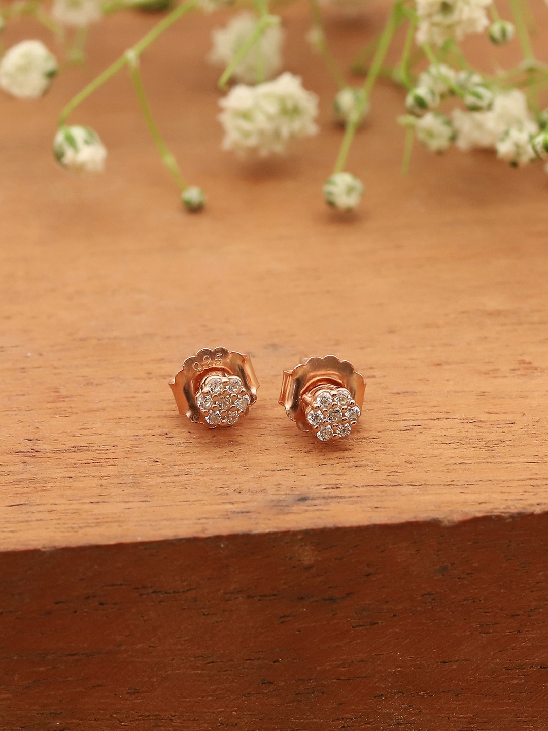 

Biba Rose Gold Plated Cubic Zirconia Circular Studs