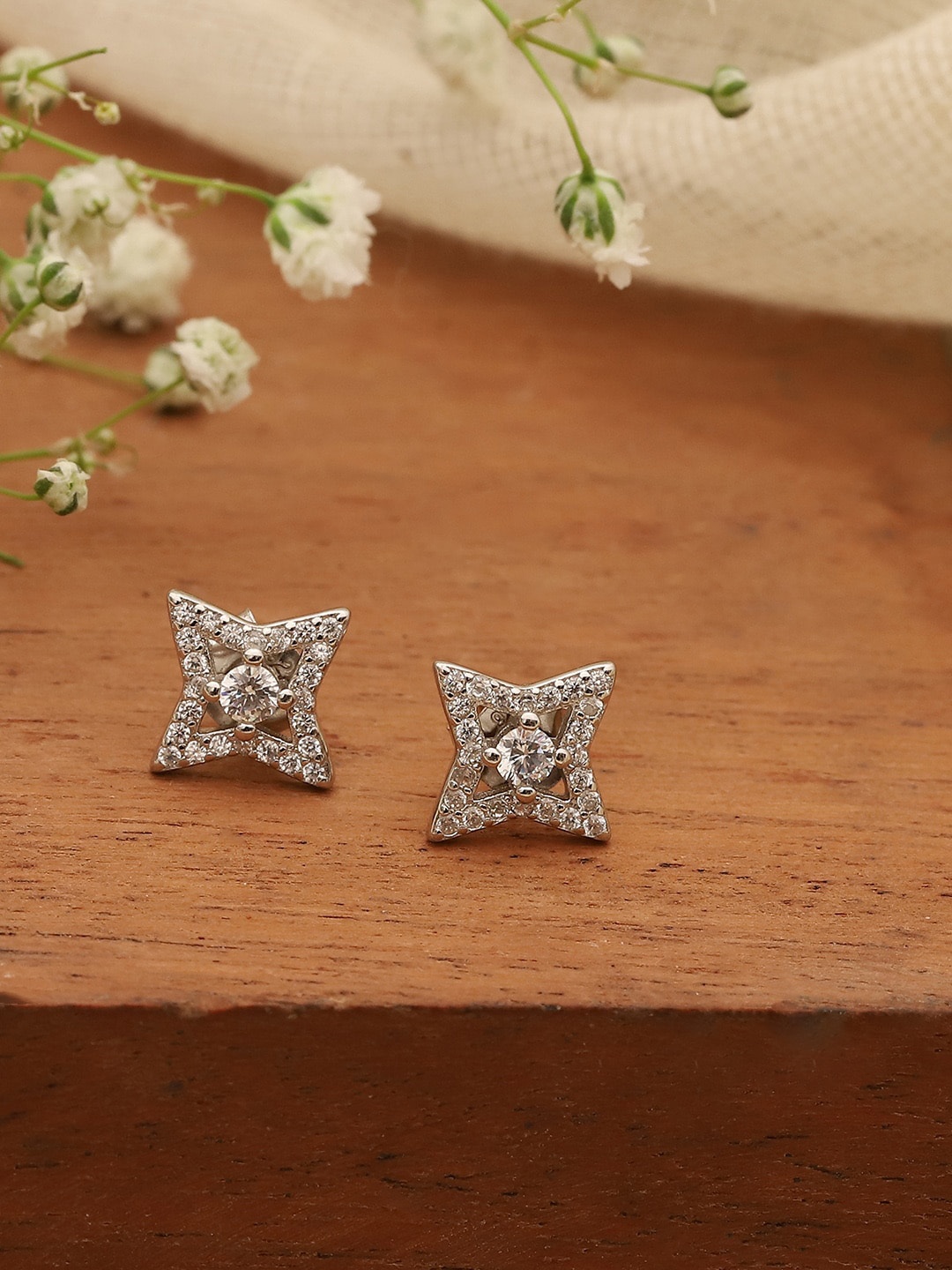 

Biba Silver-Plated Contemporary Studs Earrings
