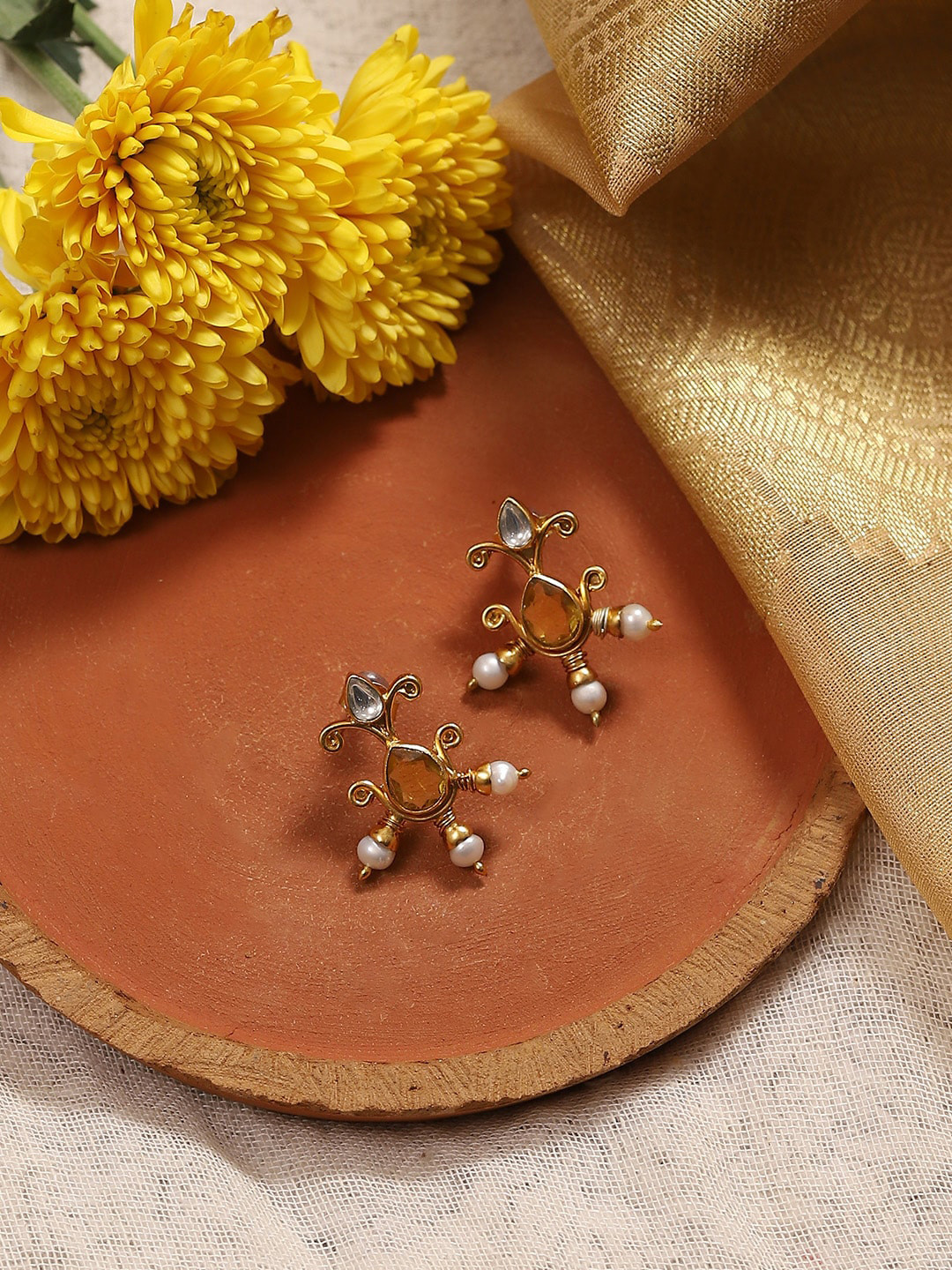 

Biba Gold Plated Contemporary Drop Earrings