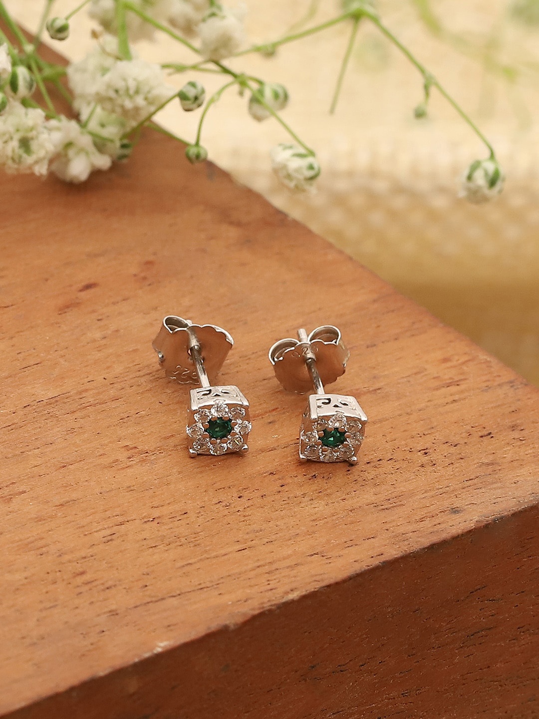 

Biba Cubic Zirconia Stone Studded Stud Earrings, Silver