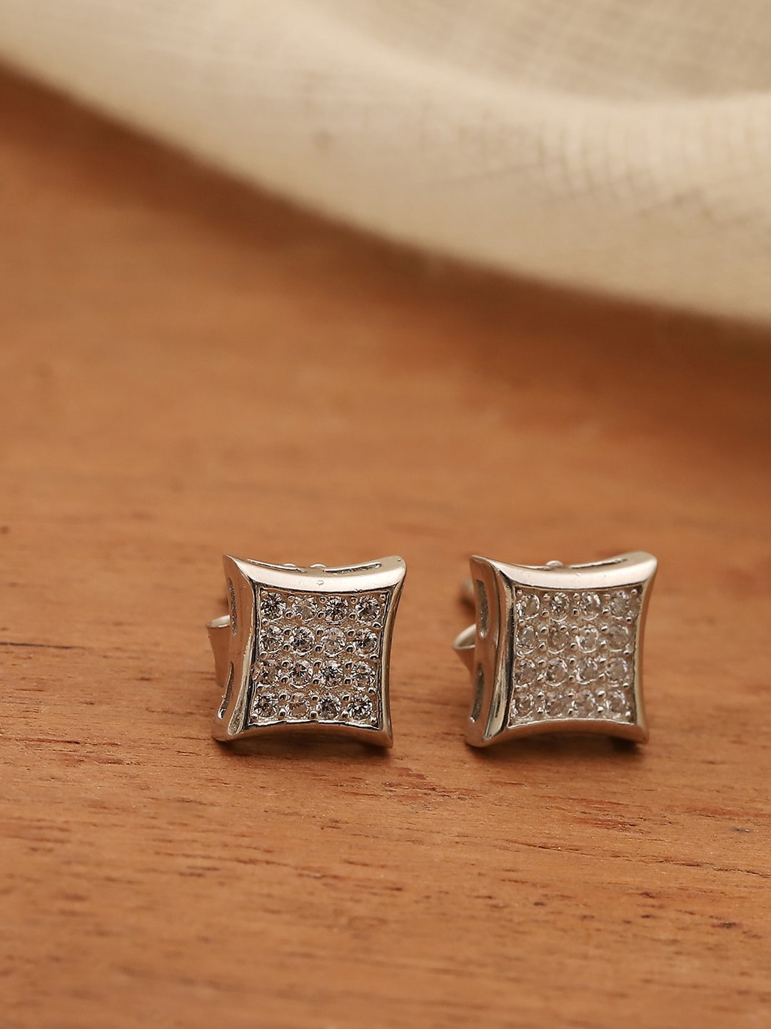 

Biba Silver Plated Cubic Zirconia Studded Stud Earrings