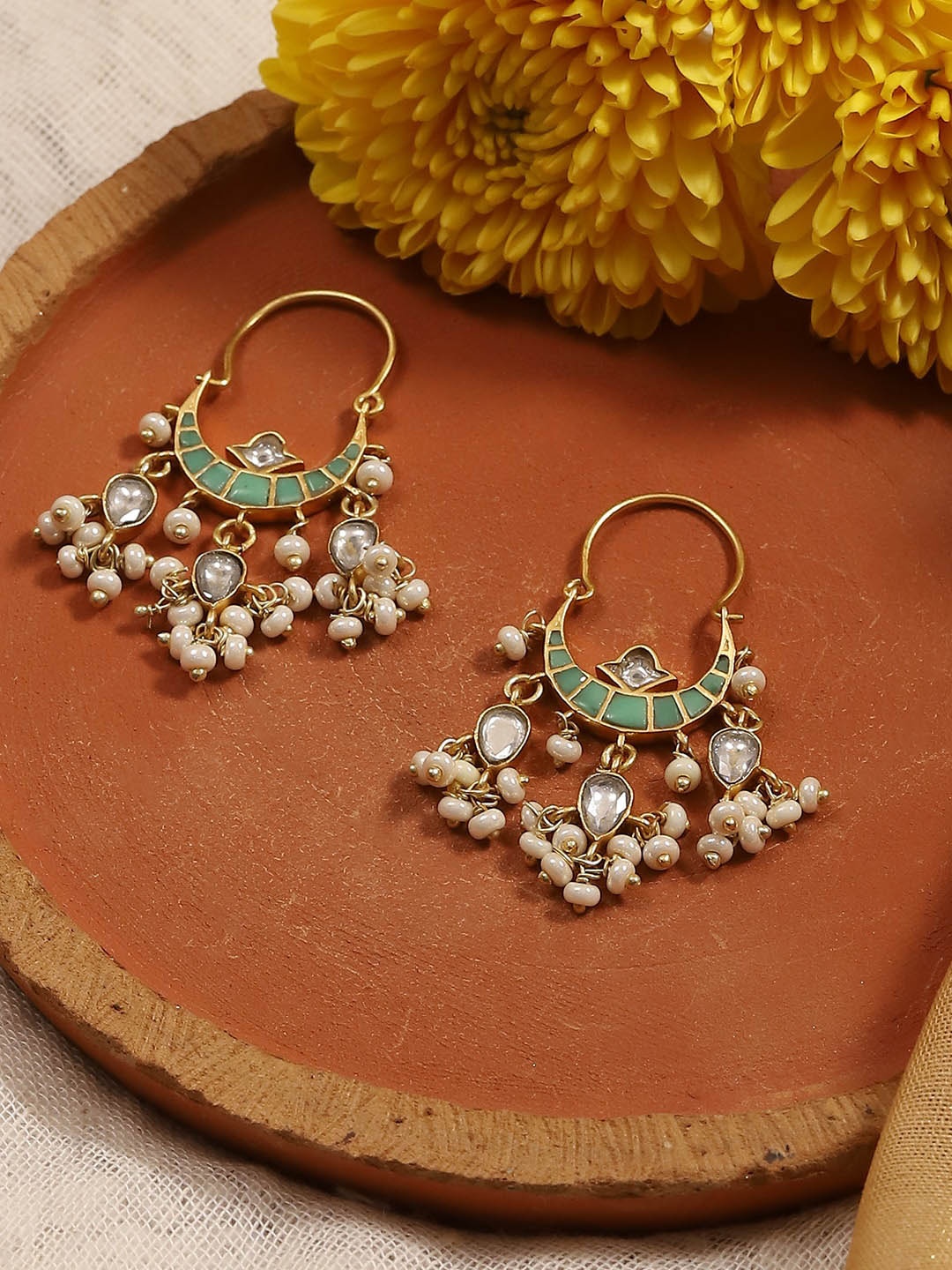 

Biba Gold-Plated Chandbalis, Green