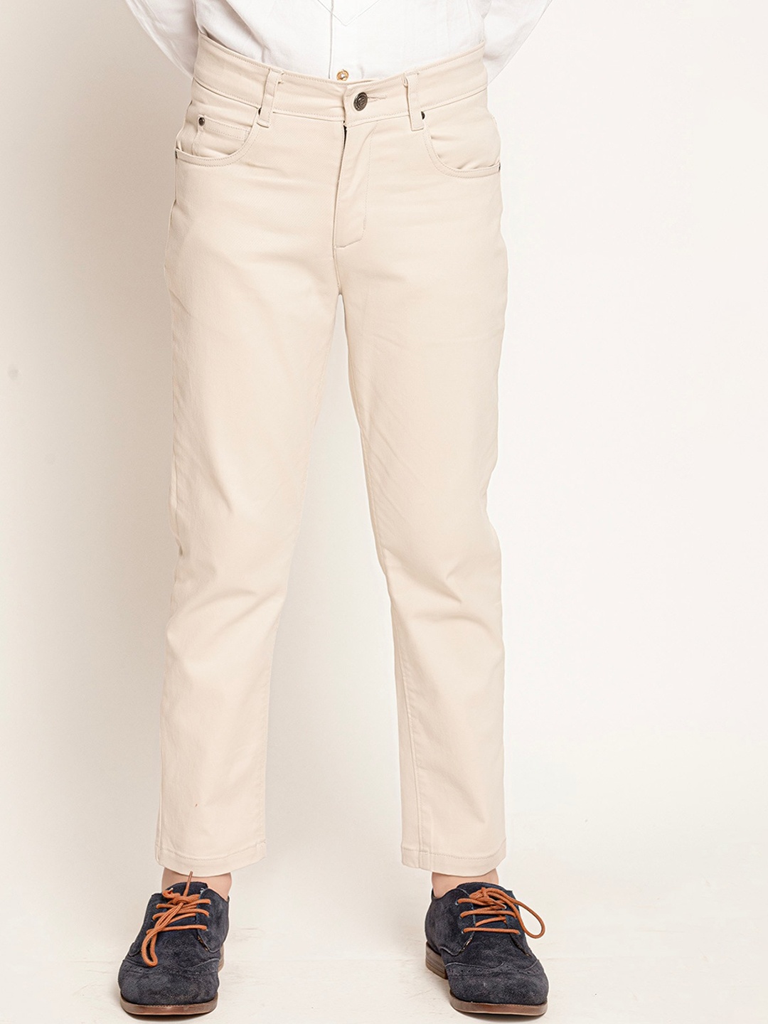 

One Friday Boys Classic Mid Rise Cotton Chinos, Beige