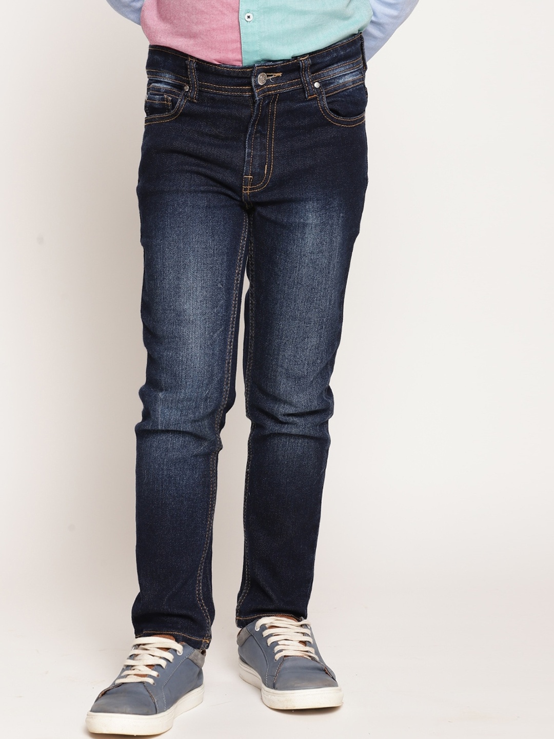 

One Friday Boys Classic Clean Look Heavy Fade Stretchable jeans, Blue