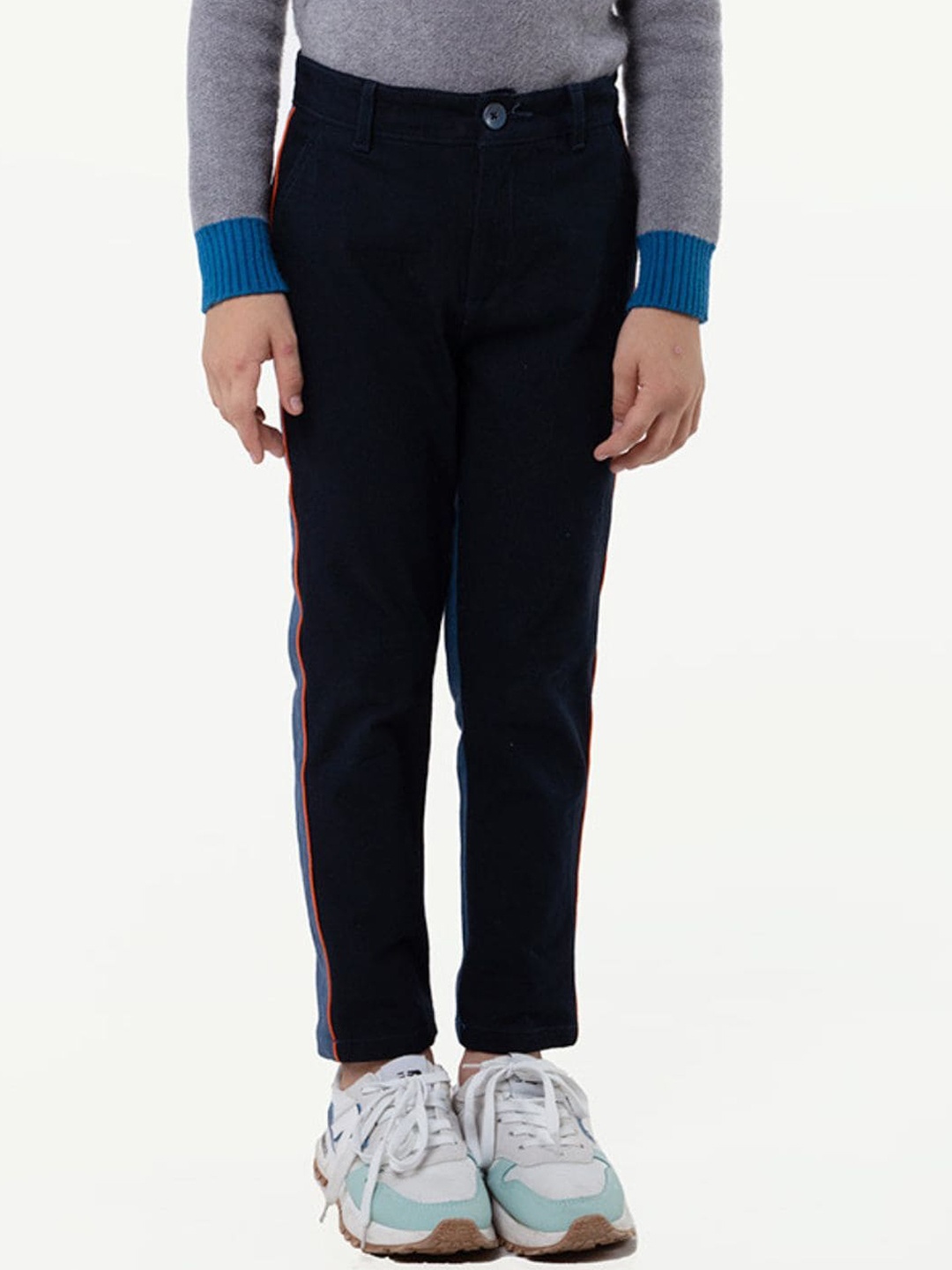 

One Friday Boys Classic Mid Rise Cotton Trousers, Blue