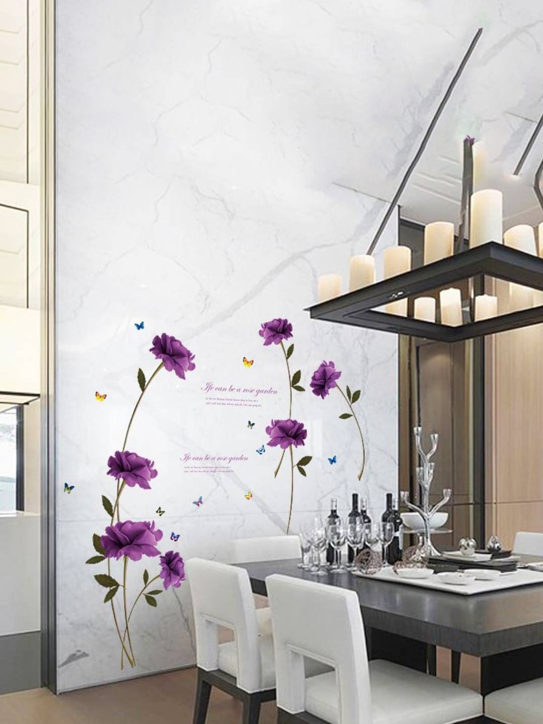 

Jaamso Royals Large Purple Roses Bloom Decorative Vinyl Wall Sticker