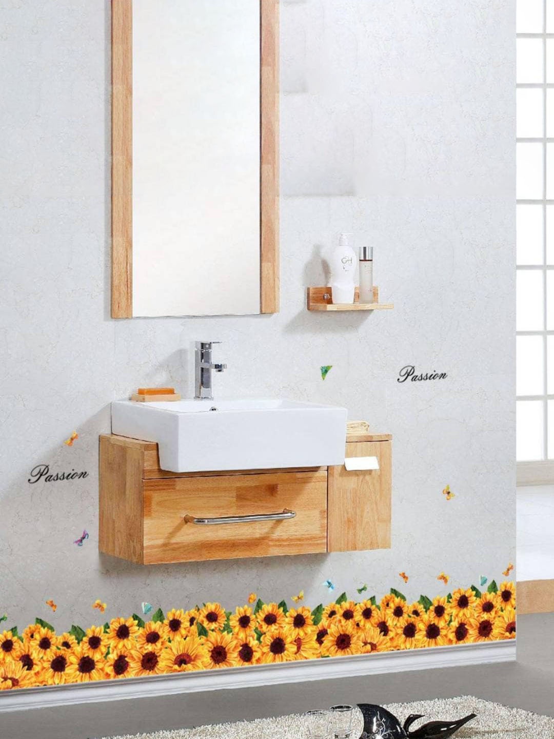 

Jaamso Royals Yellow & Brown Sunflower Printed PVC Removable Wall Sticker