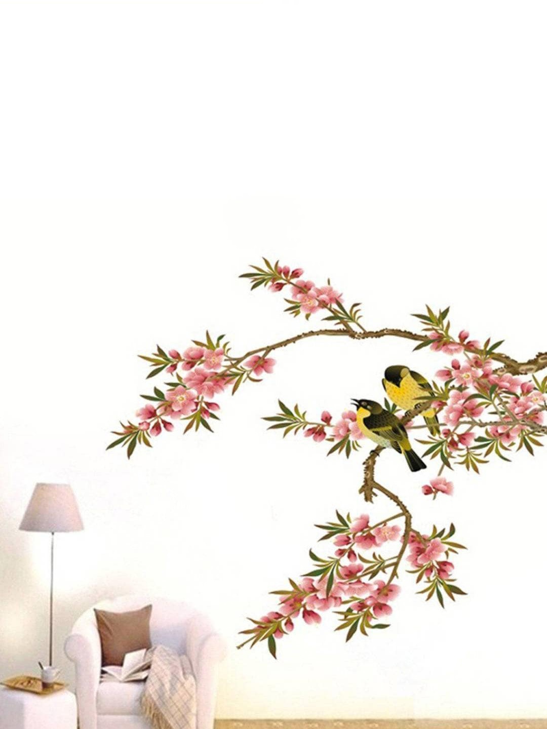

Jaamso Royals Pink & Yellow Flower Design Decorative Peel and Stick Wall Sticker