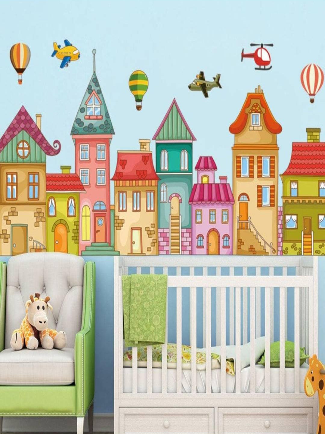 

Jaamso Royals Pink & Blue Self Adhesive Cartoon Animal 3D Vinyl Wall Sticker