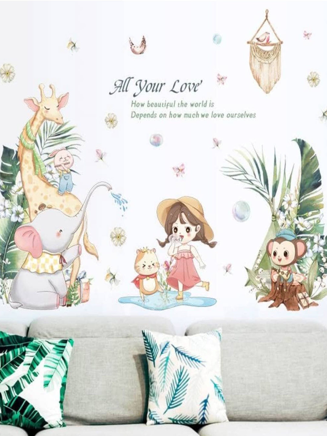 

Jaamso Royals Cartoon Printed Self Adhesive Wall Stickers, White