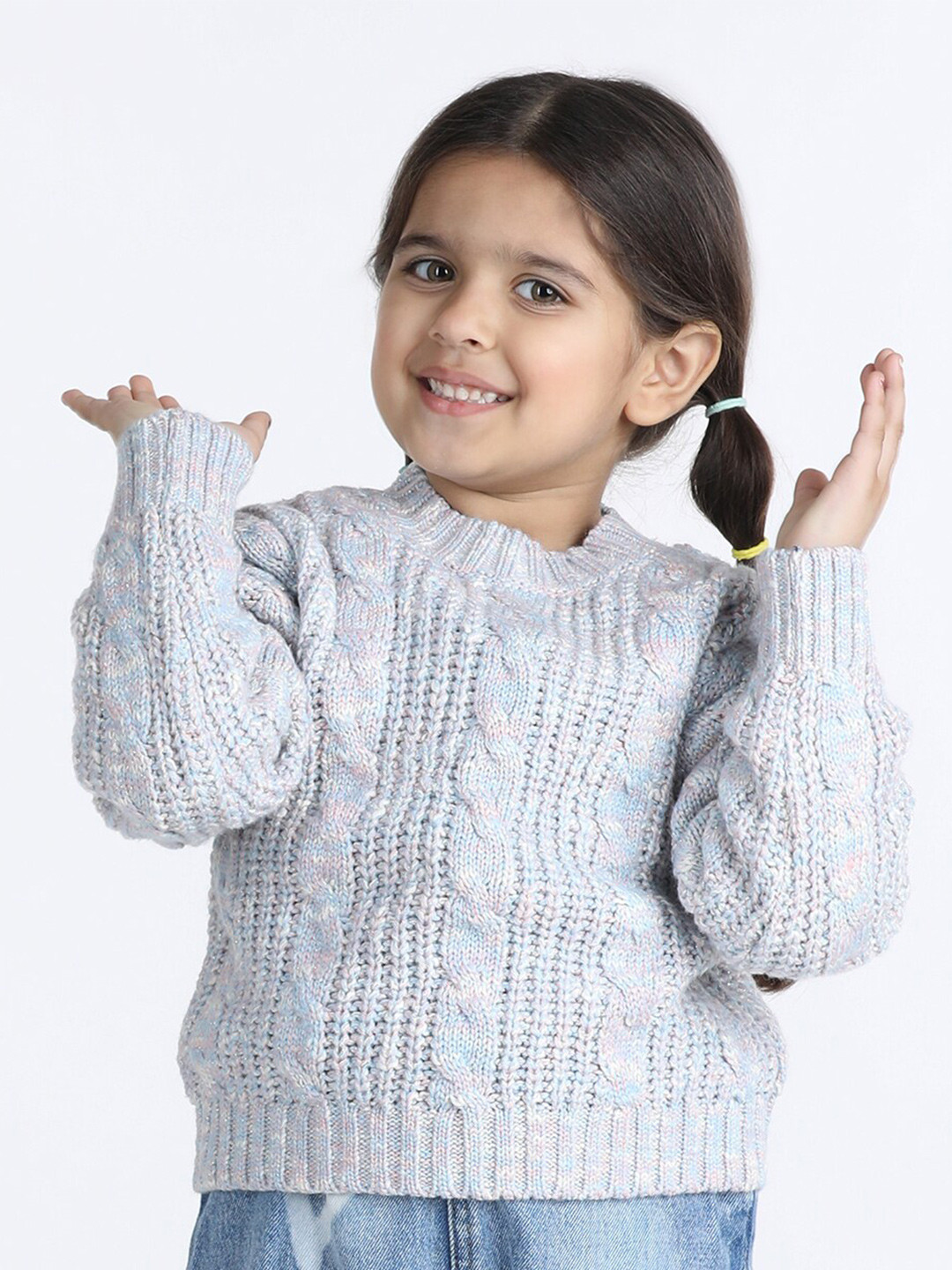 

Wingsfield Girls Cable Knit Pullover, Grey