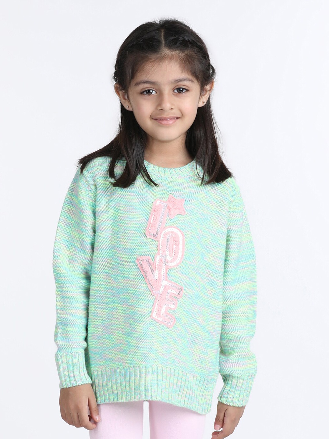 

Wingsfield Girls Embellished Acrylic Pullover Sweater, Green