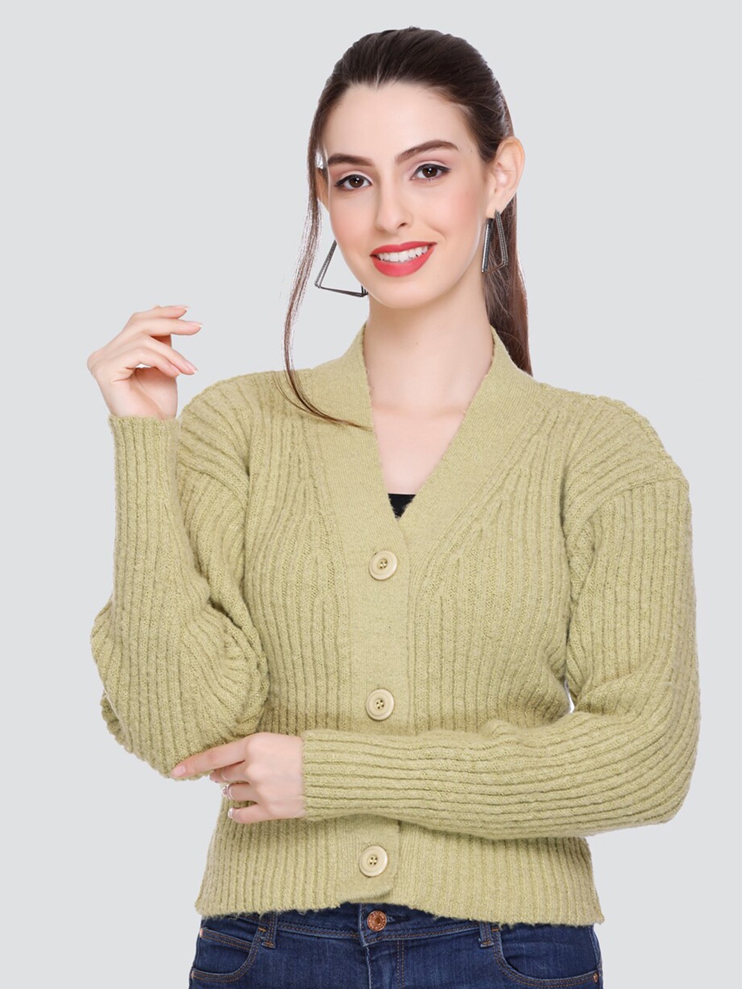 

Winter Wonders Cable Knitted Woollen Cardigan, Yellow