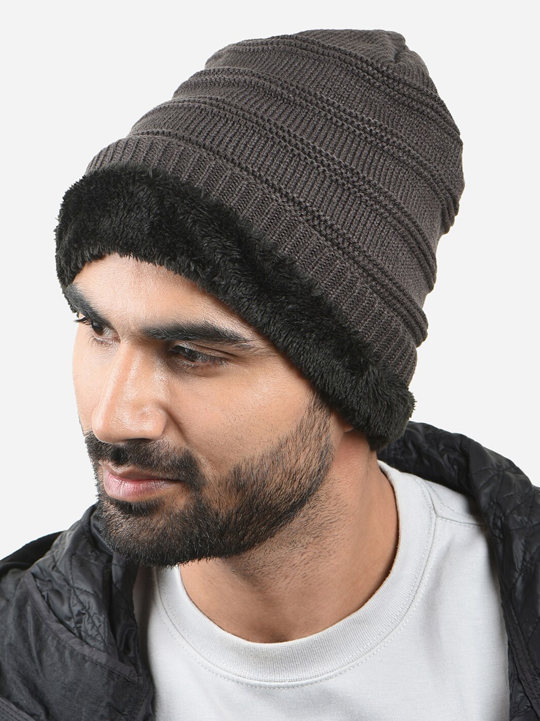

The Bro Code Men Self Design Beanie, Grey