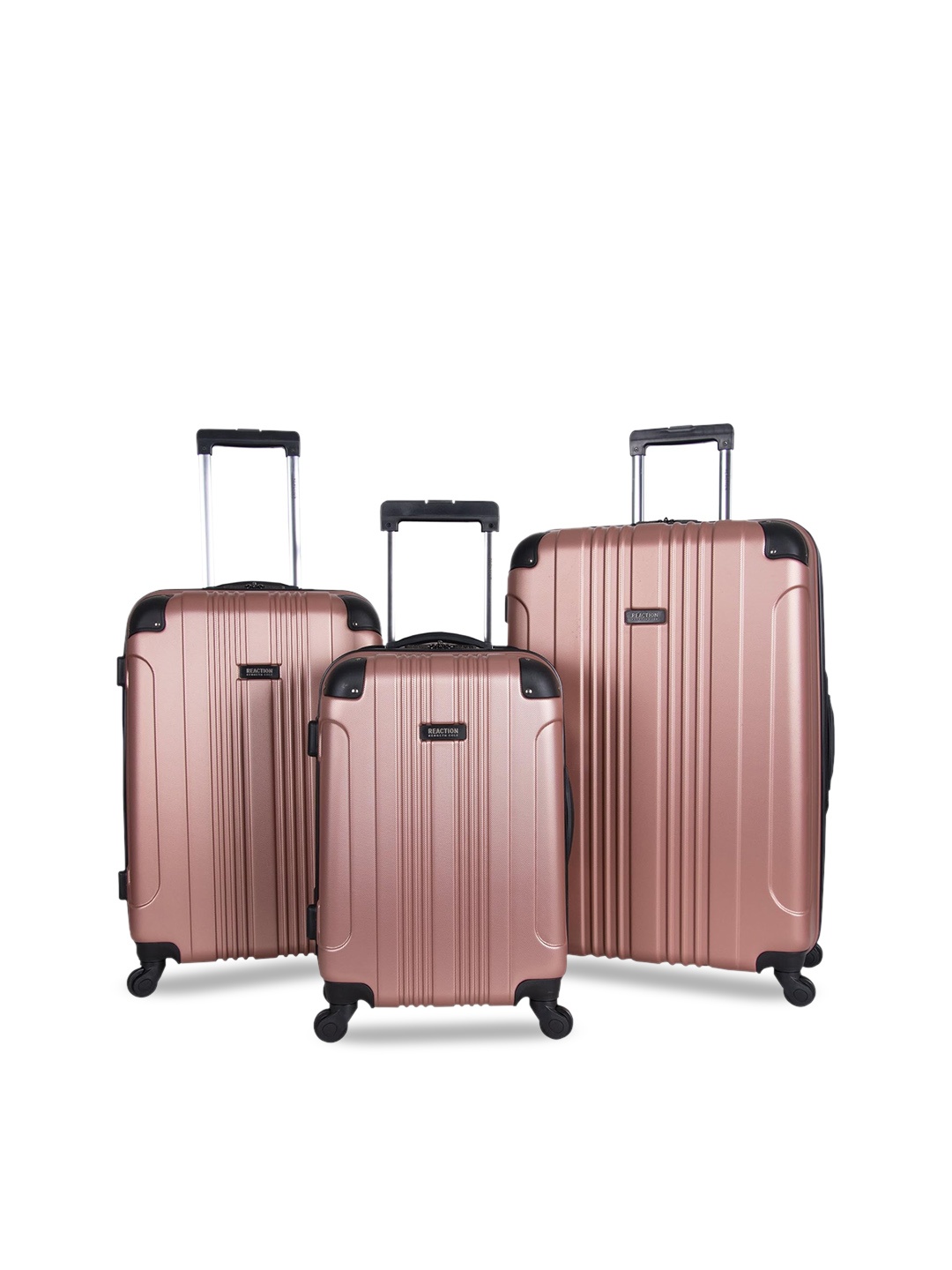 

Kenneth Cole Set Of 3 Textured Hard-Sided Trolley Suitcases, Rose gold