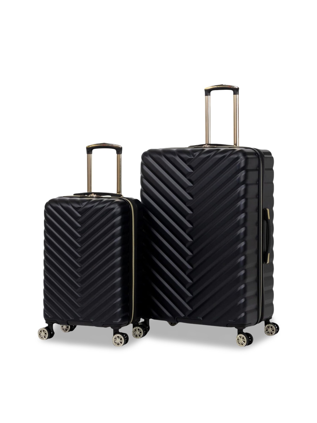 

Kenneth Cole Set Of 2 Textured Hard-Sided Trolley Bags, Black