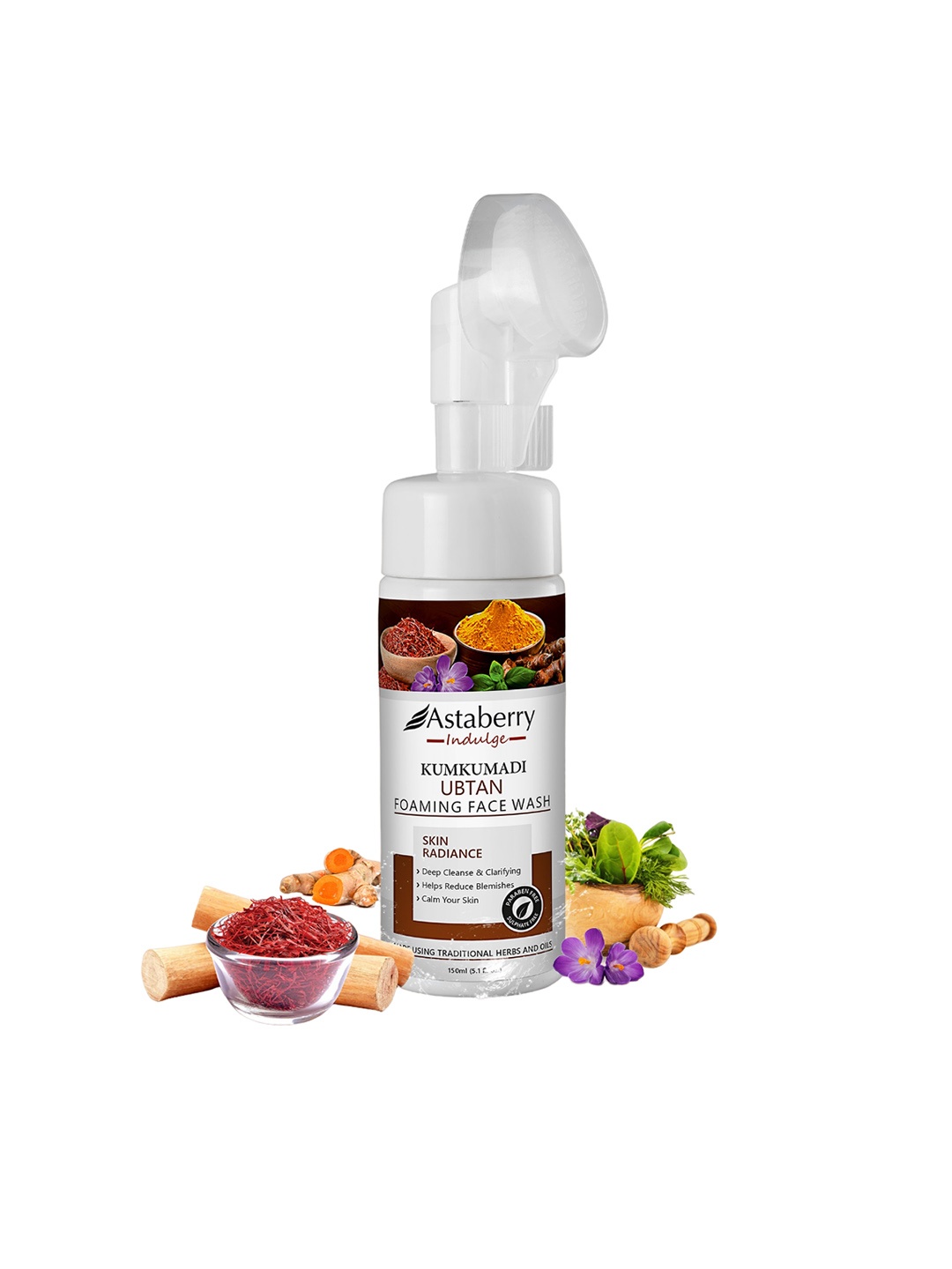 

Astaberry Indulge Kumkumadi Ubtan Foaming Face Wash for Radiant Skin - 150 ml, White