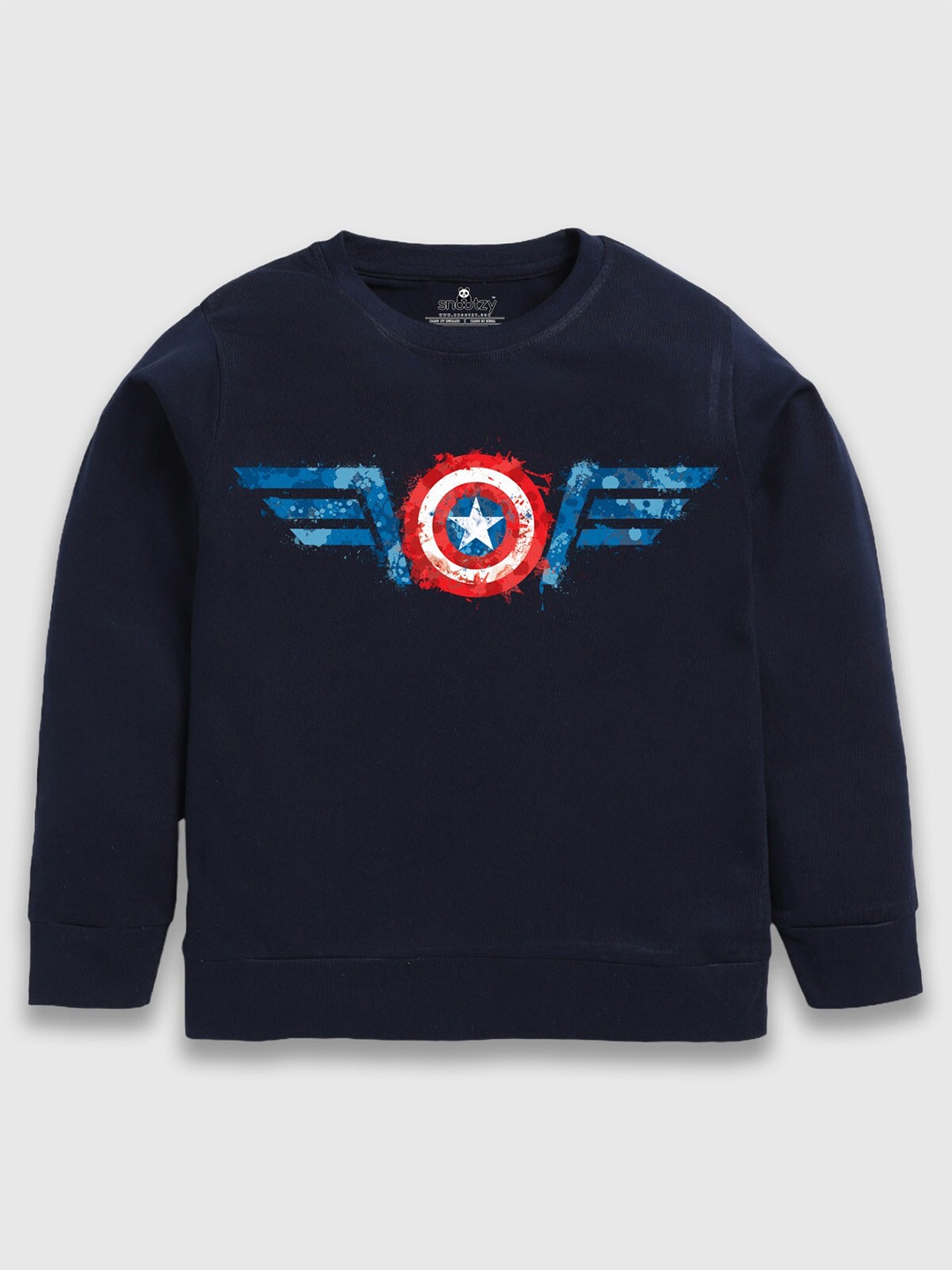 

BAESD Boys Captain America Printed Pure Cotton Sweatshirt, Navy blue