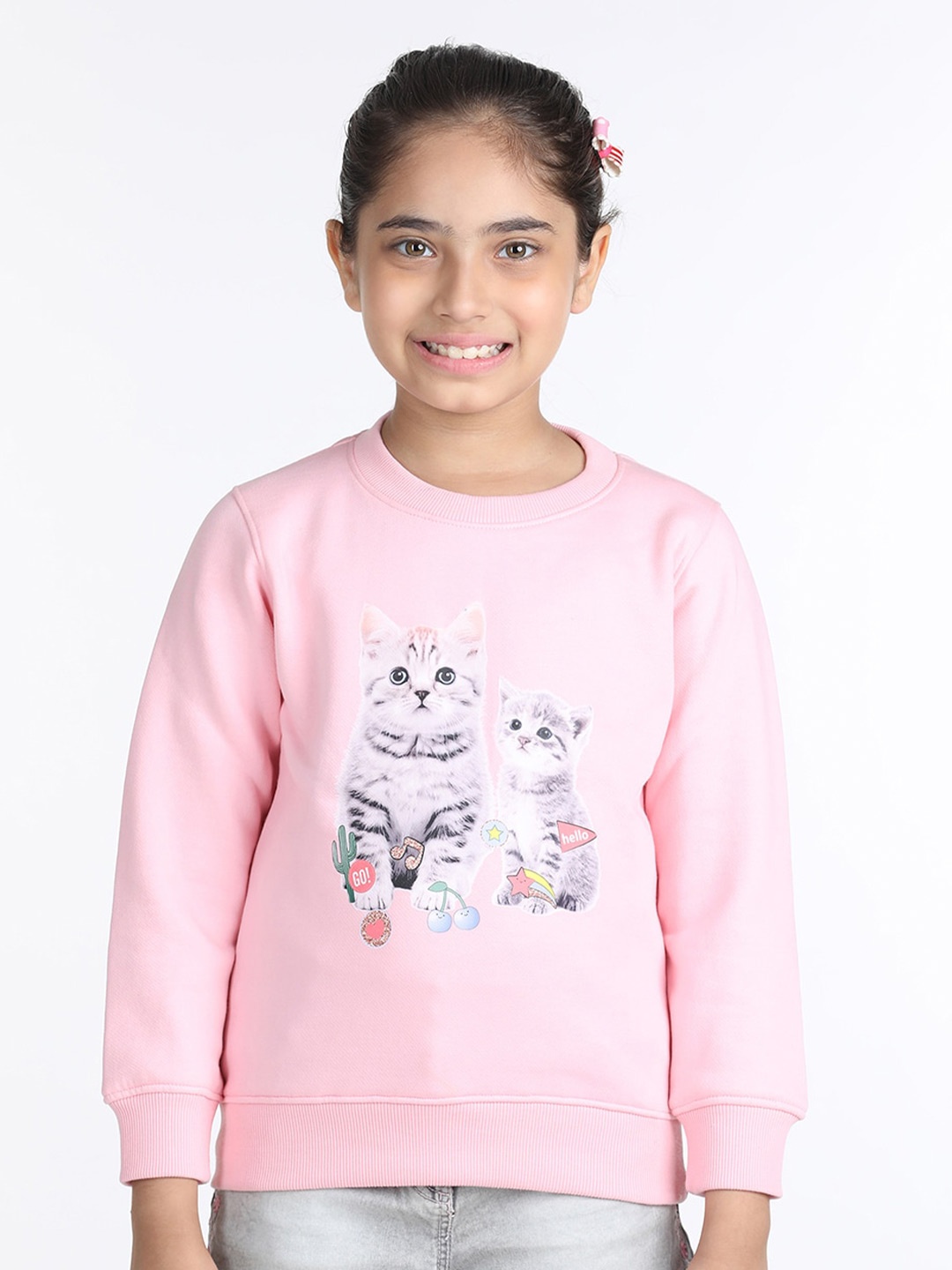 

Wingsfield Girls Graphic Printed Fleece Sweatshirt, Pink