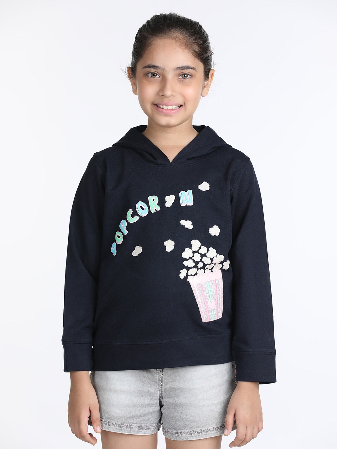 

Wingsfield Girls Graphic Printed Hooded Fleece Sweatshirt, Blue