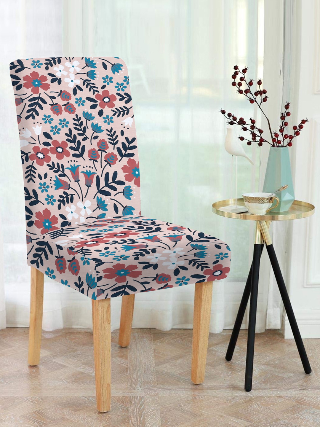 

MULTITEX Green Floral Printed Stretchable Chair Cover