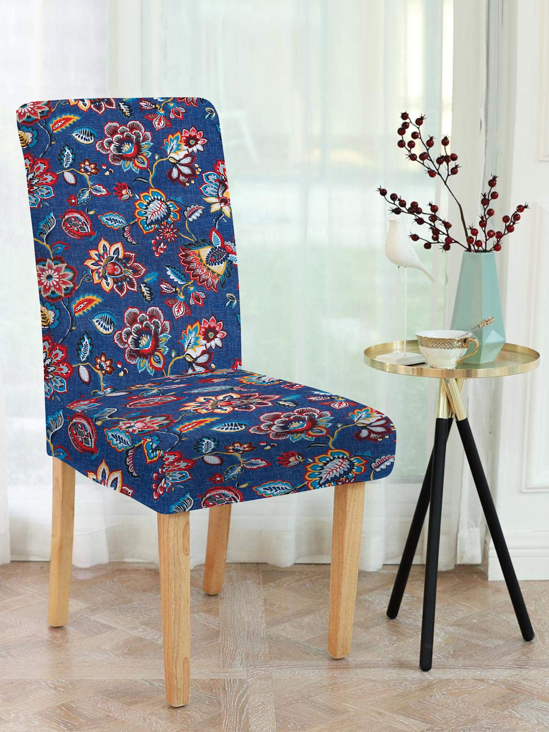

MULTITEX Blue Printed Square Chair Cover