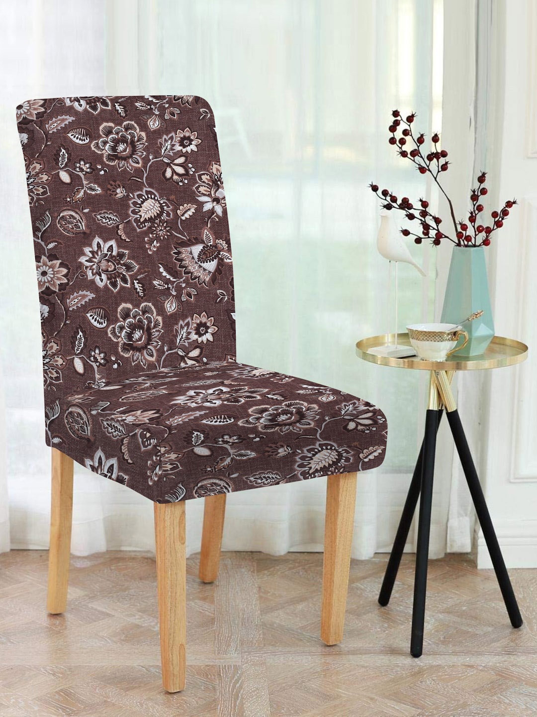 

MULTITEX Brown Printed Stretchable Chair Cover