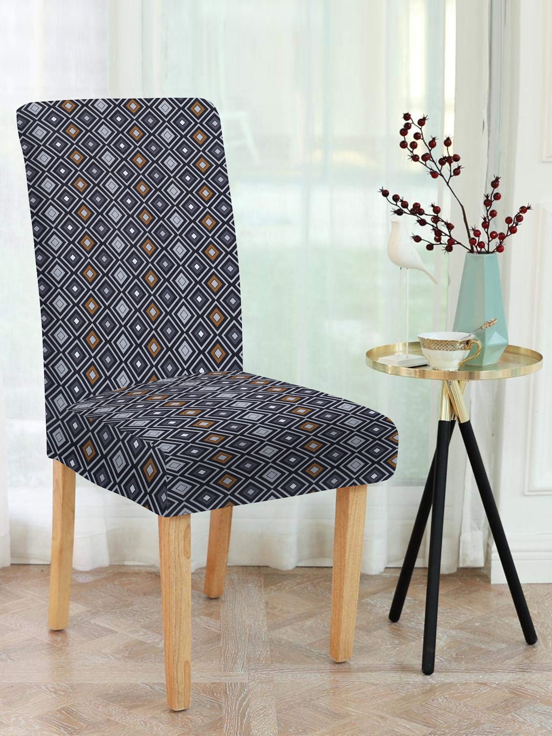 

MULTITEX Pink Printed Square Chair Cover