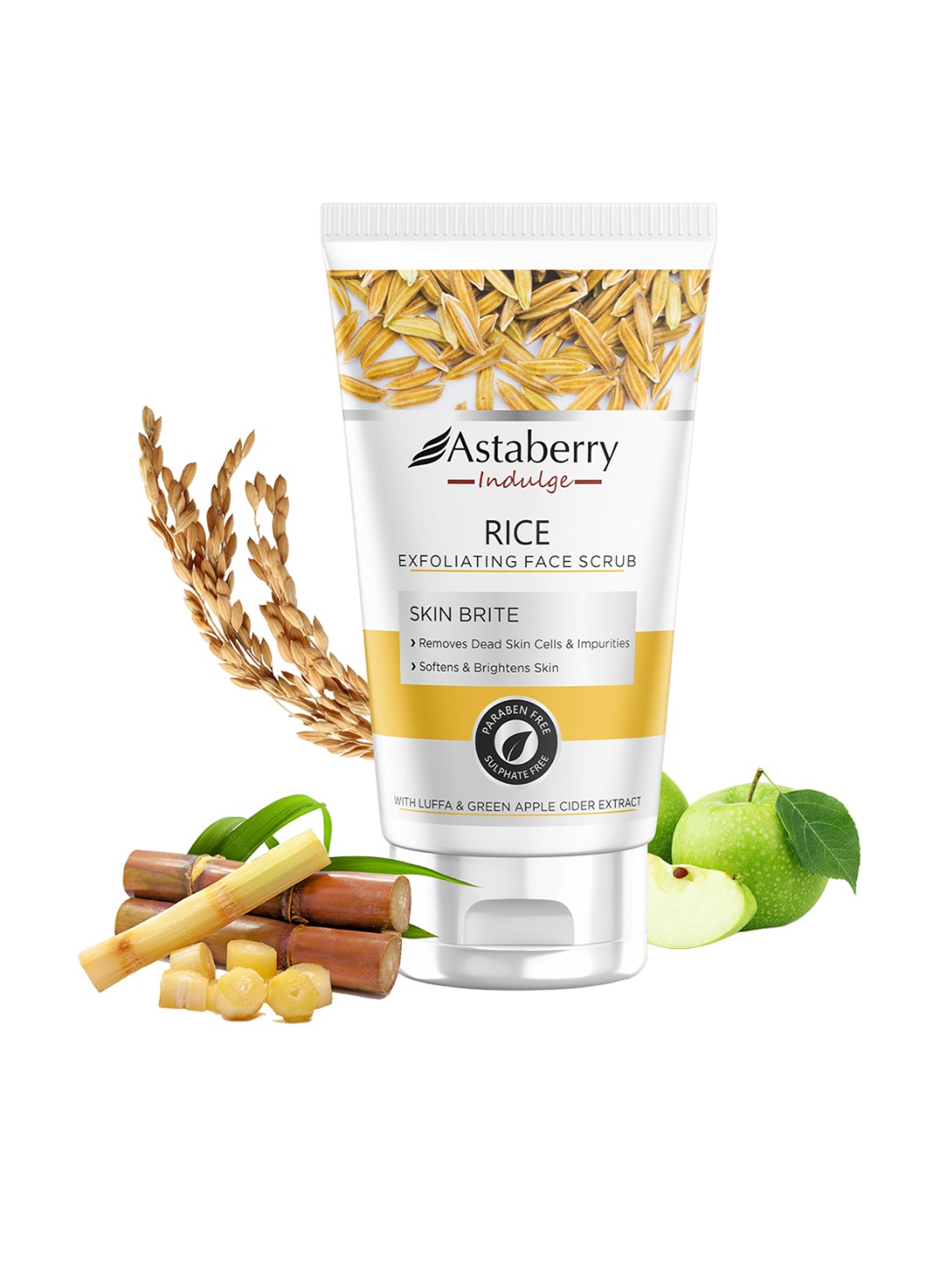 

Astaberry Indulge Rice Exfoliating Face Scrub To Remove Dead Skin Cells - 100 ml, White