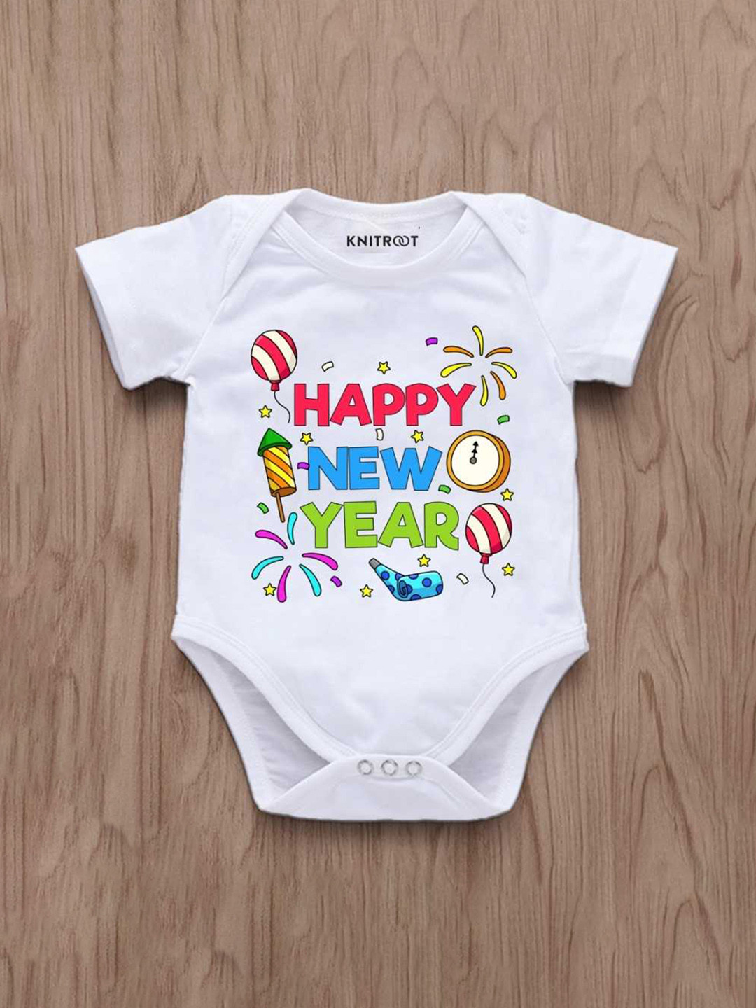 

KNITROOT Infants Graphic Printed Cotton Bodysuit, White