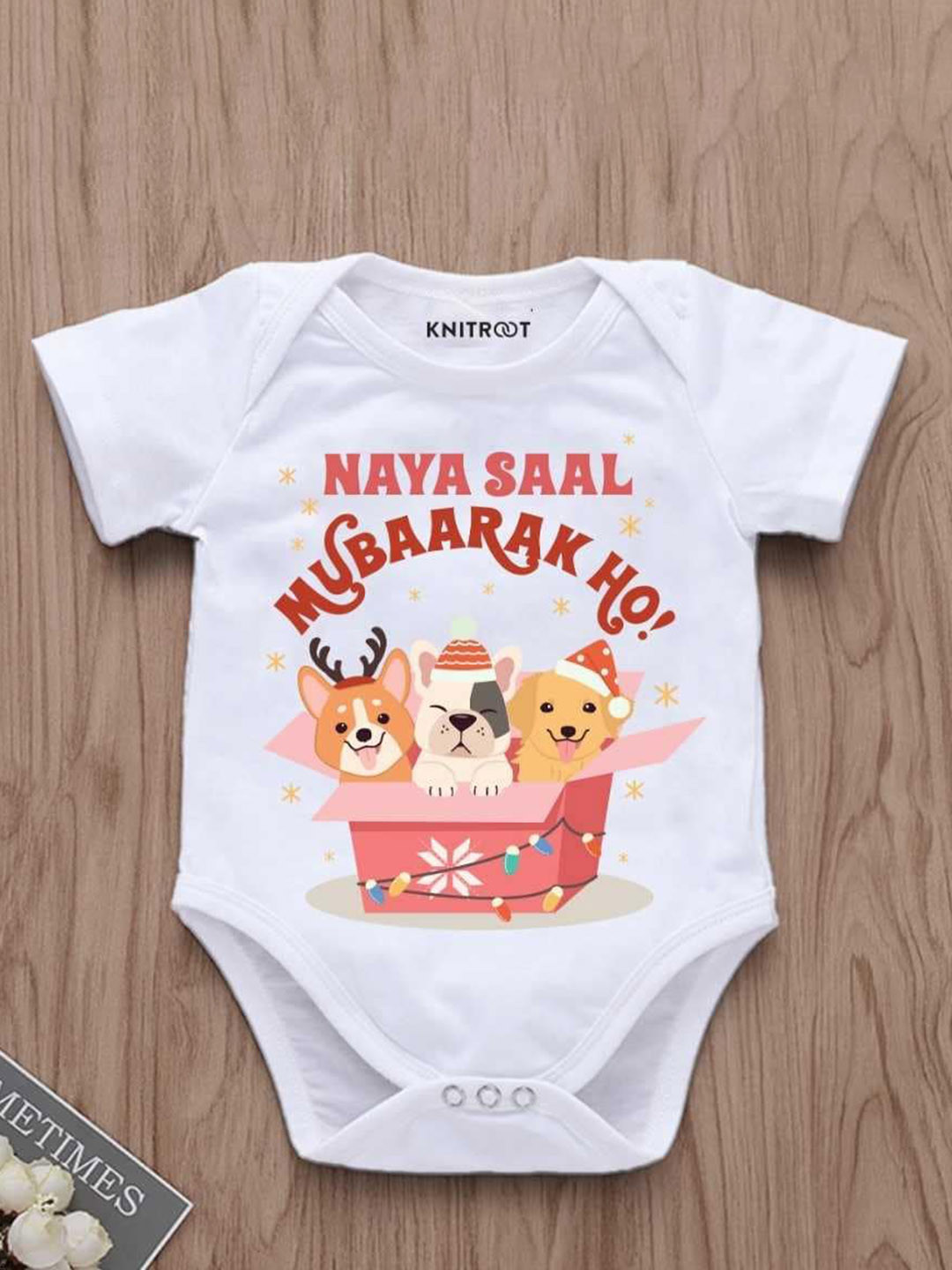 

KNITROOT Infants Kids Printed Bodysuit, White