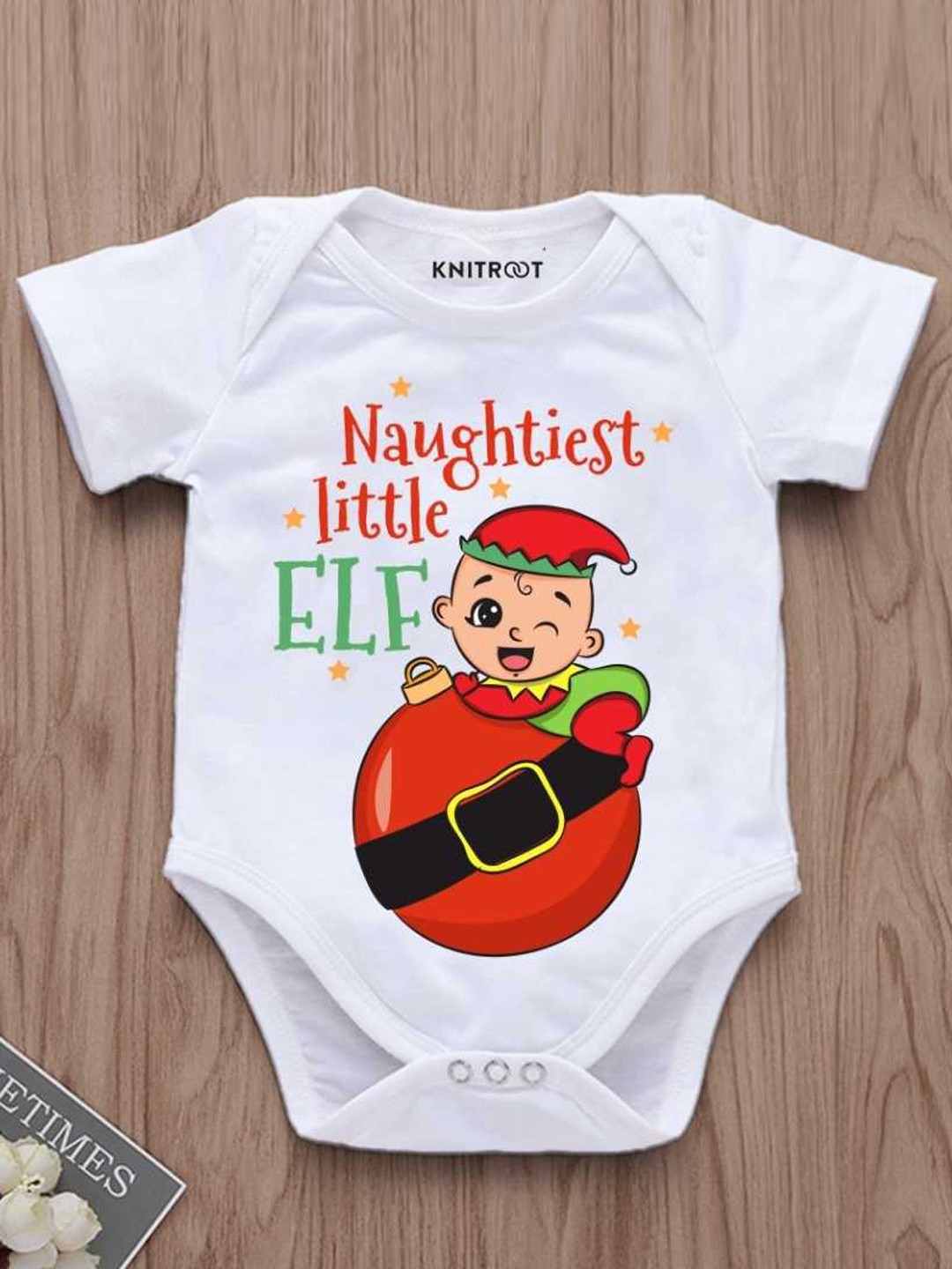 

KNITROOT Infants Graphic Printed Cotton Bodysuit, White