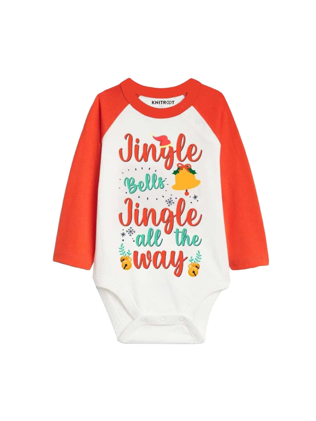 

KNITROOT Infants Jingle Bell Jingle Bell Printed Bodysuit, White